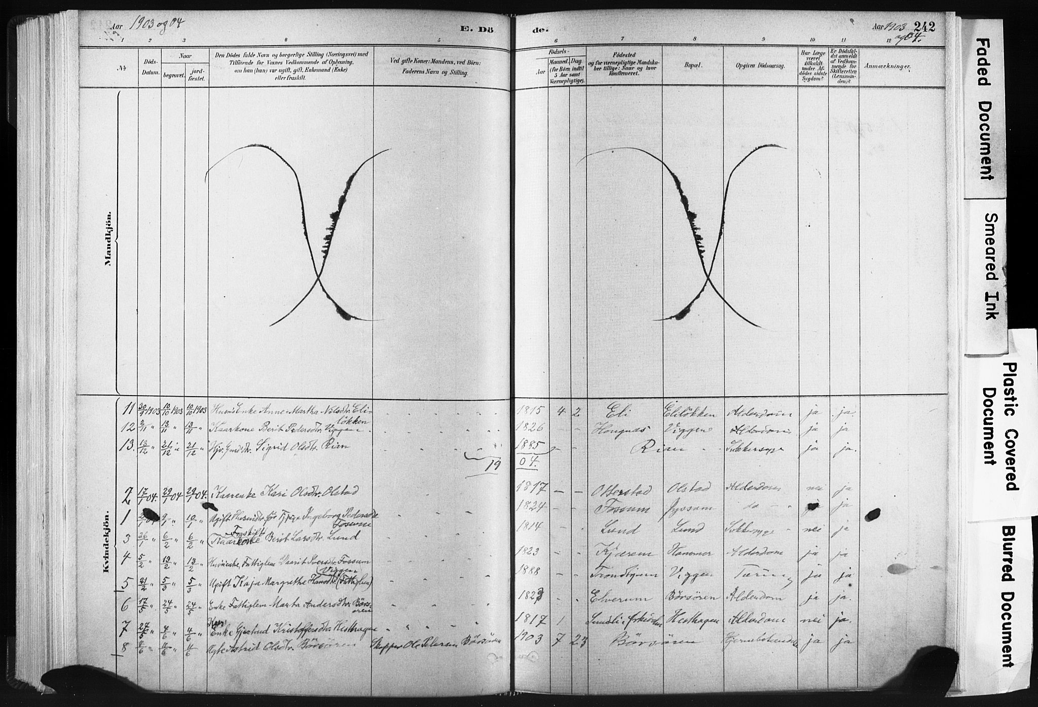 Ministerialprotokoller, klokkerbøker og fødselsregistre - Sør-Trøndelag, SAT/A-1456/665/L0773: Parish register (official) no. 665A08, 1879-1905, p. 242