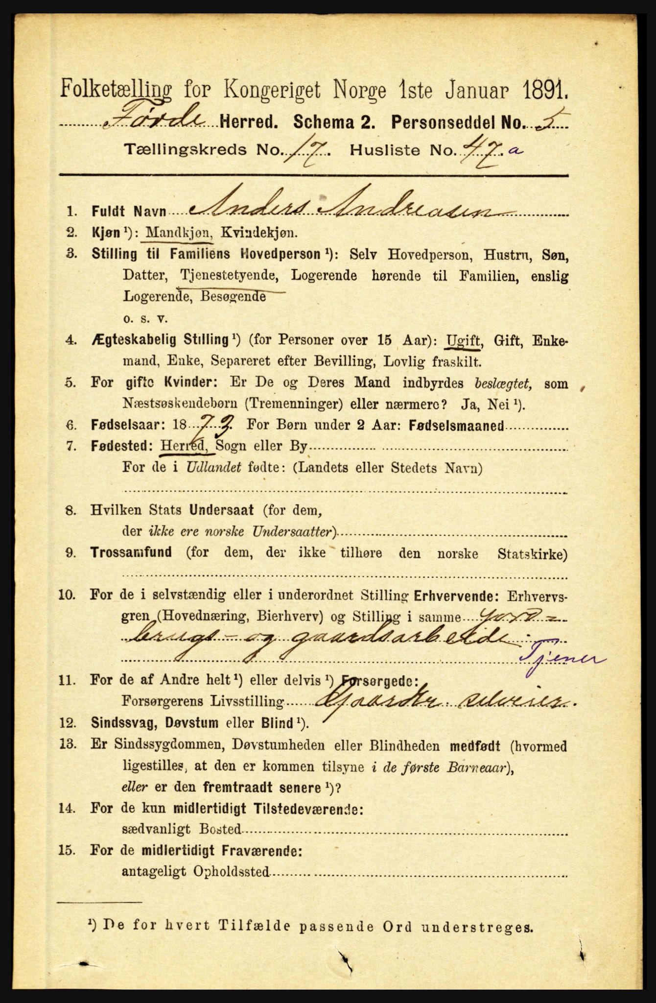 RA, 1891 census for 1432 Førde, 1891, p. 6318