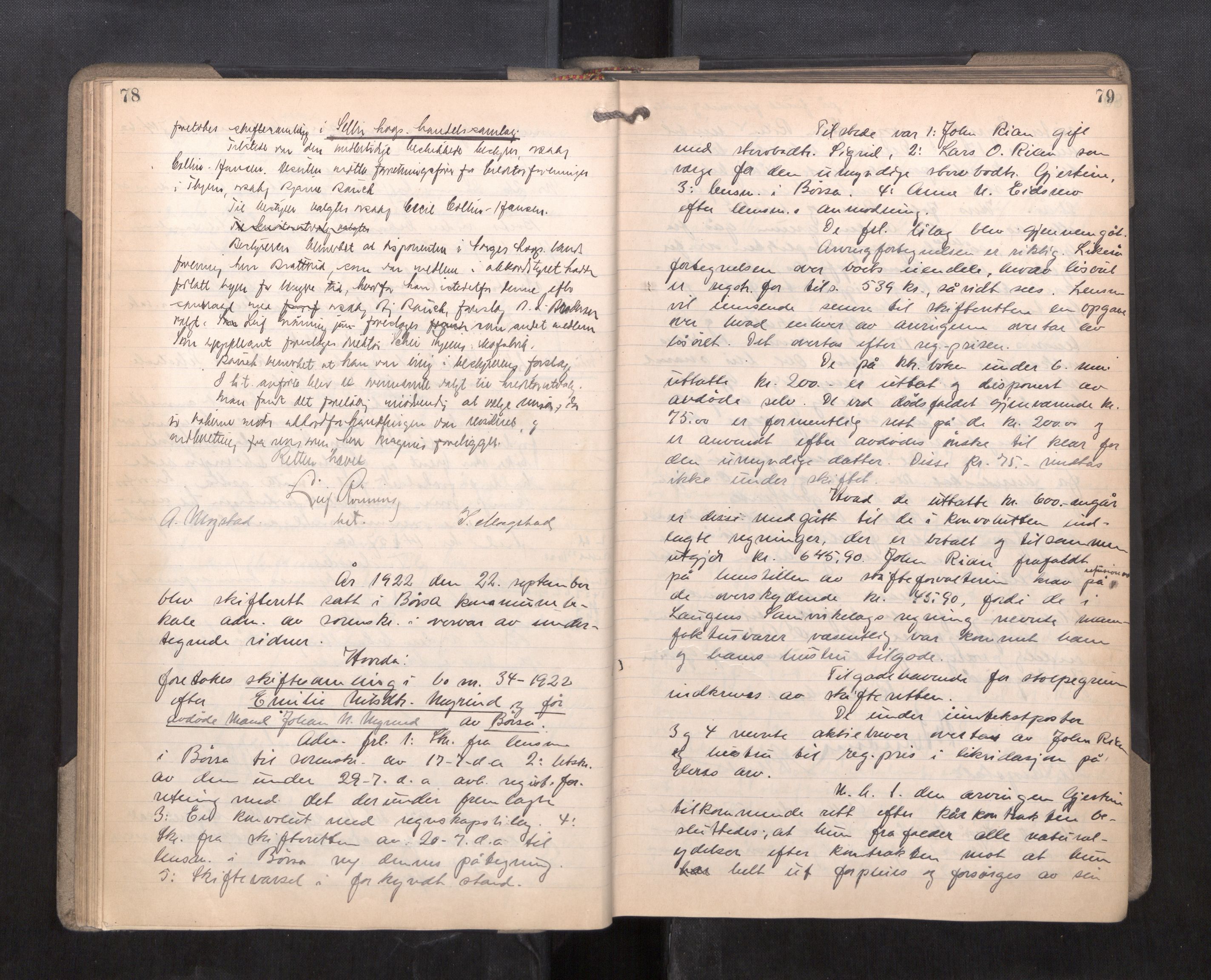 Strinda og Selbu sorenskriveri, AV/SAT-A-0015/3/3B/L0014: Skifteforhandlingsprot. 14, 1922-1924, p. 78-79