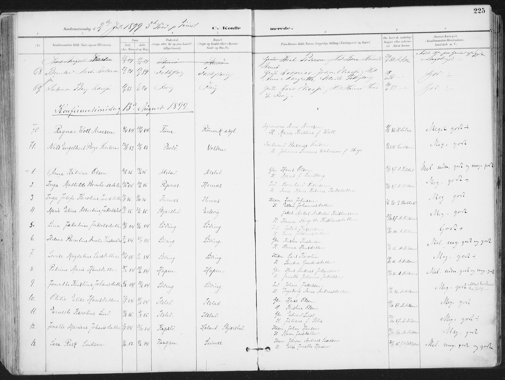 Ministerialprotokoller, klokkerbøker og fødselsregistre - Nordland, SAT/A-1459/802/L0055: Parish register (official) no. 802A02, 1894-1915, p. 225