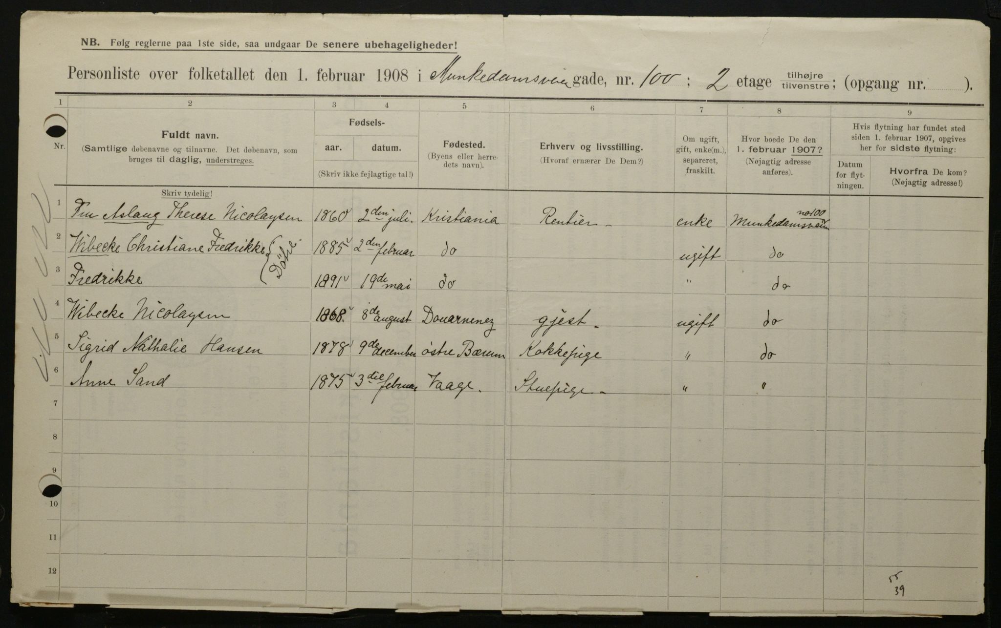 OBA, Municipal Census 1908 for Kristiania, 1908, p. 60826