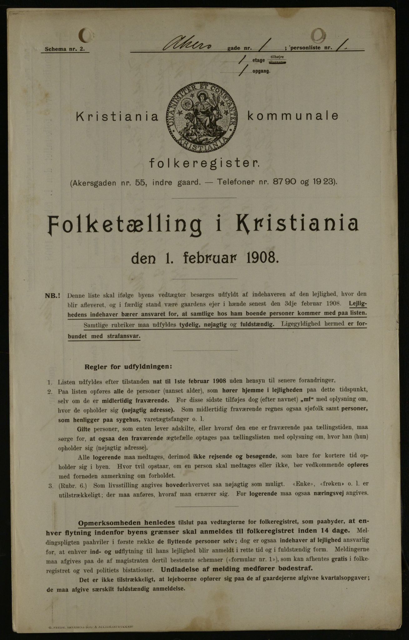 OBA, Municipal Census 1908 for Kristiania, 1908, p. 310