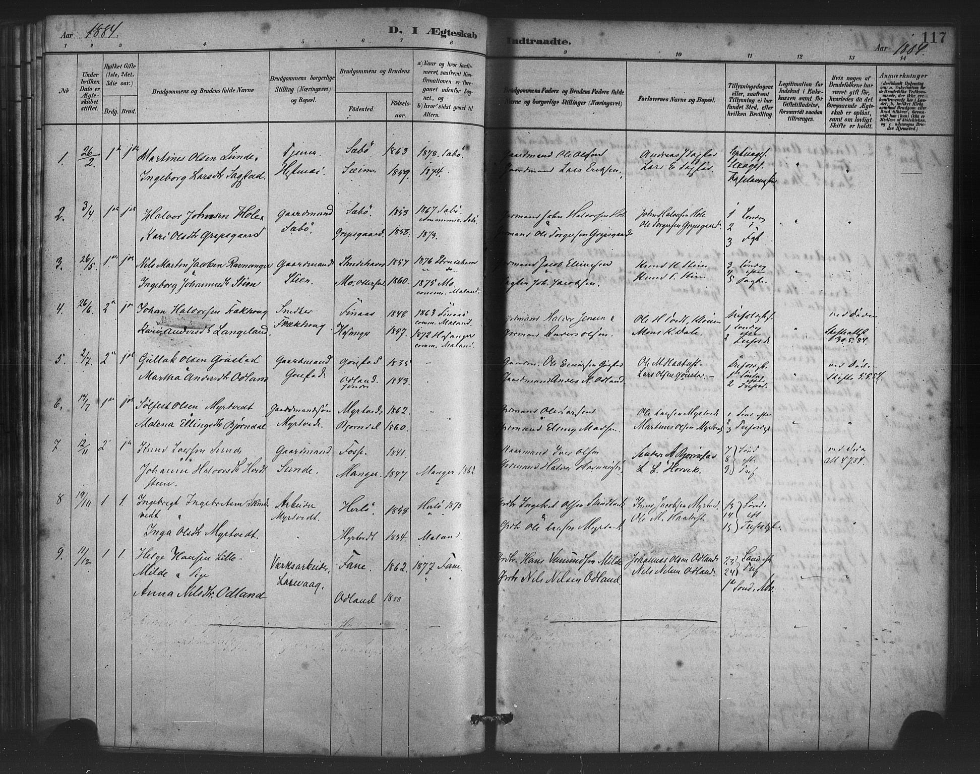 Alversund Sokneprestembete, SAB/A-73901/H/Ha/Haa/Haac/L0001: Parish register (official) no. C 1, 1882-1900, p. 117