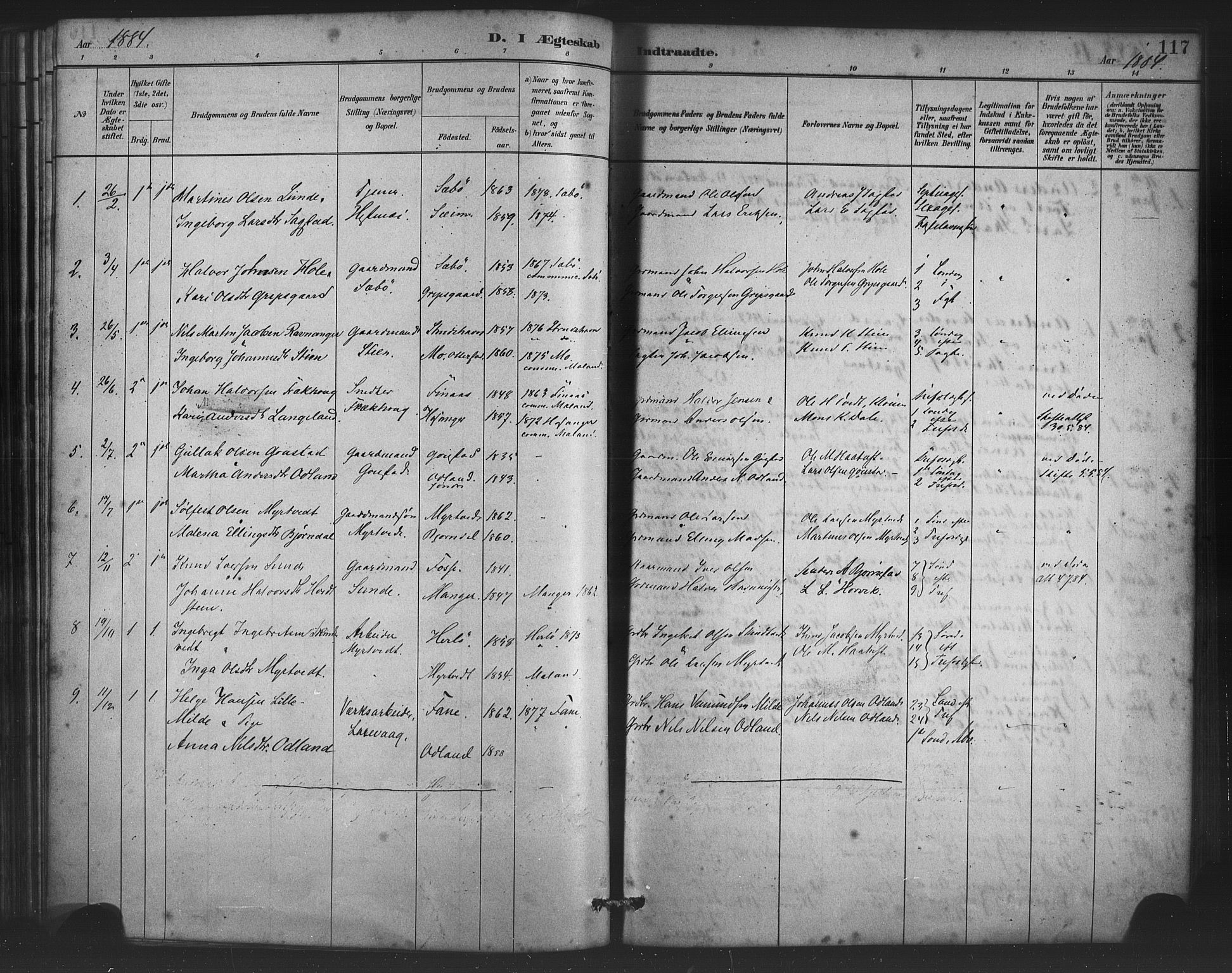 Alversund Sokneprestembete, AV/SAB-A-73901/H/Ha/Haa/Haac/L0001: Parish register (official) no. C 1, 1882-1900, p. 117