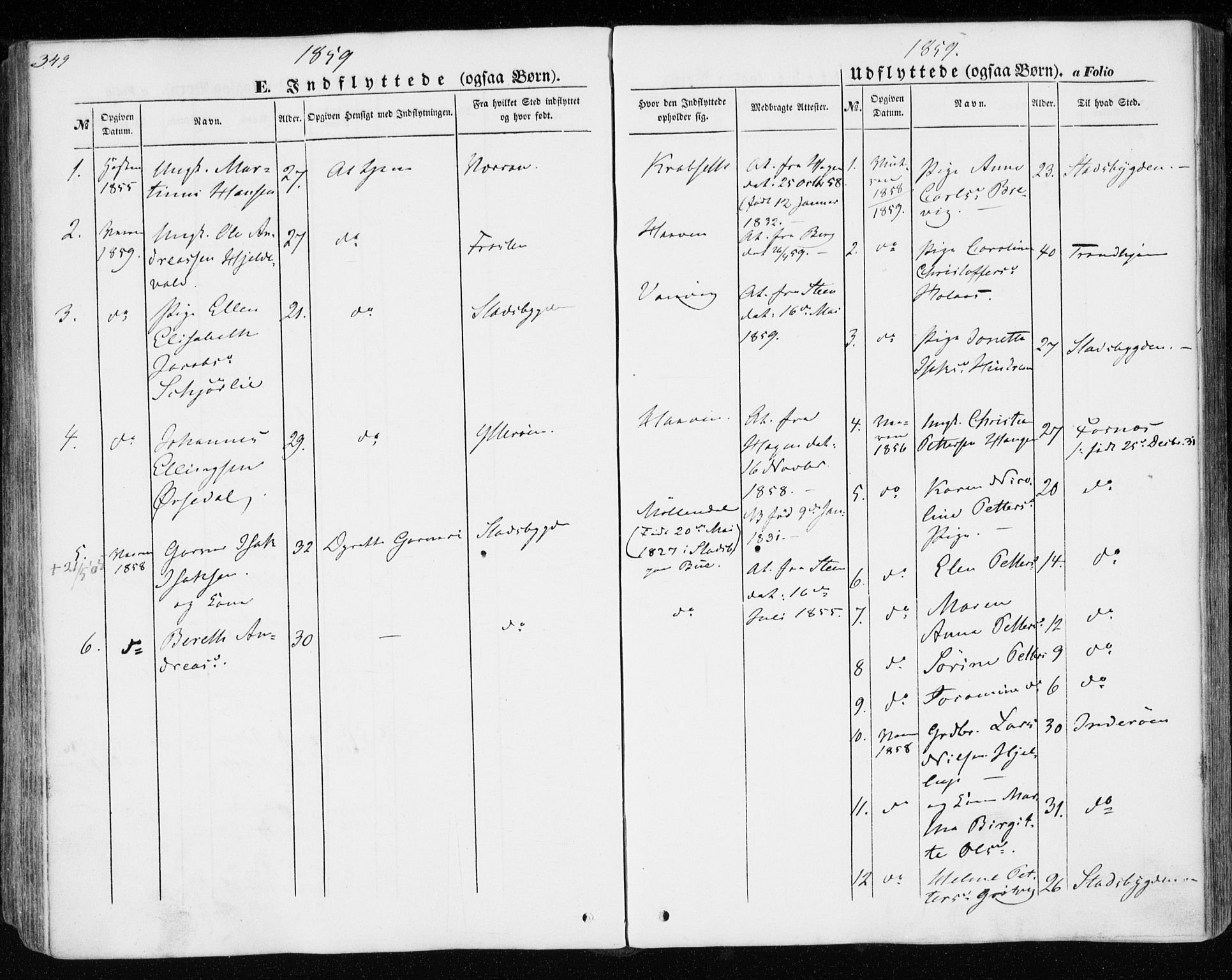 Ministerialprotokoller, klokkerbøker og fødselsregistre - Nord-Trøndelag, SAT/A-1458/701/L0008: Parish register (official) no. 701A08 /1, 1854-1863, p. 349