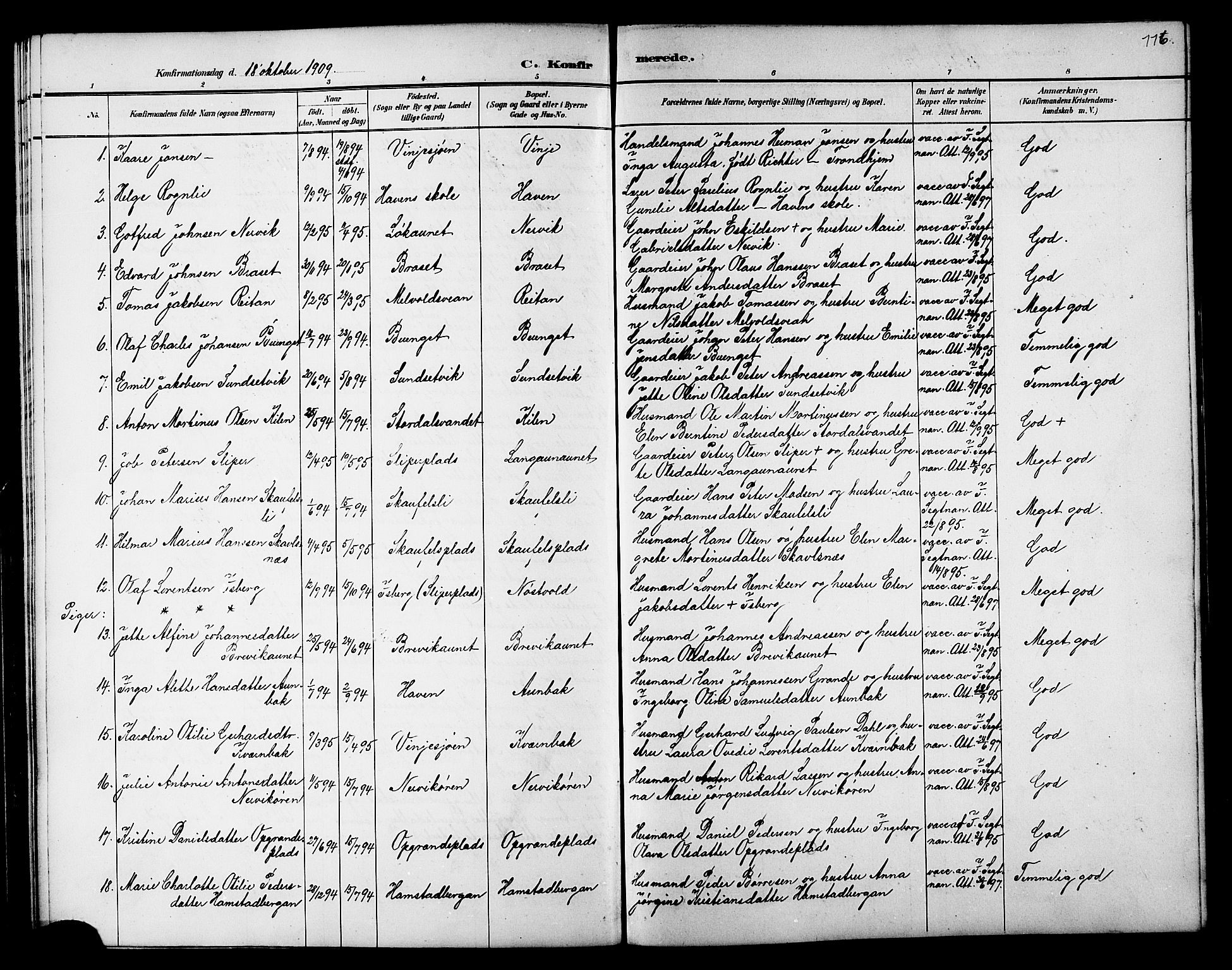 Ministerialprotokoller, klokkerbøker og fødselsregistre - Nord-Trøndelag, SAT/A-1458/733/L0327: Parish register (copy) no. 733C02, 1888-1918, p. 116