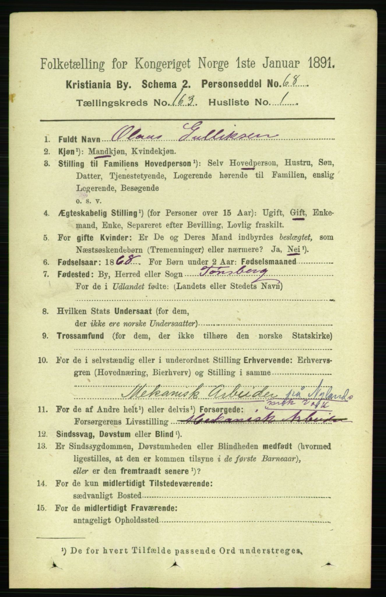 RA, 1891 census for 0301 Kristiania, 1891, p. 93556