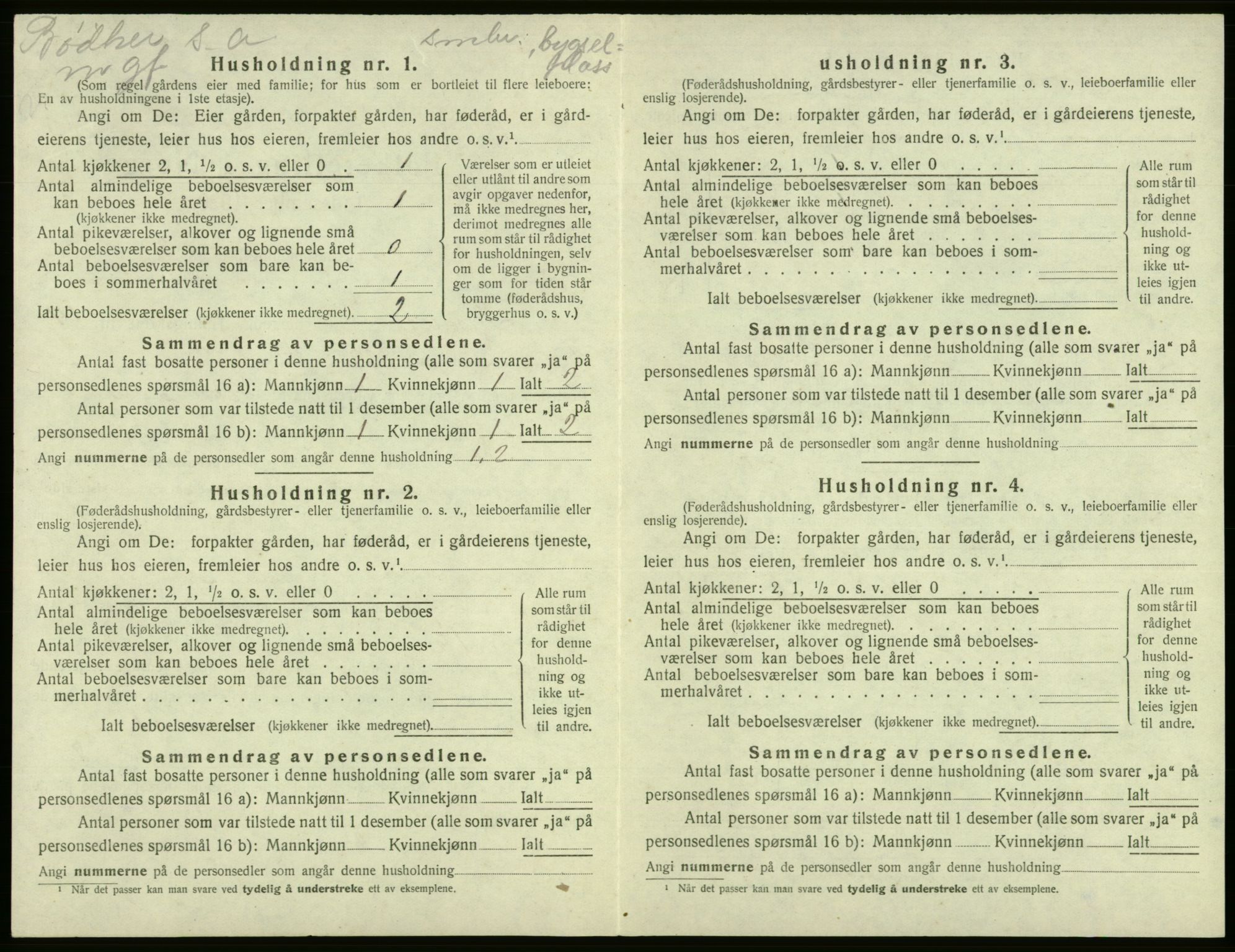 SAB, 1920 census for Tysnes, 1920, p. 1392