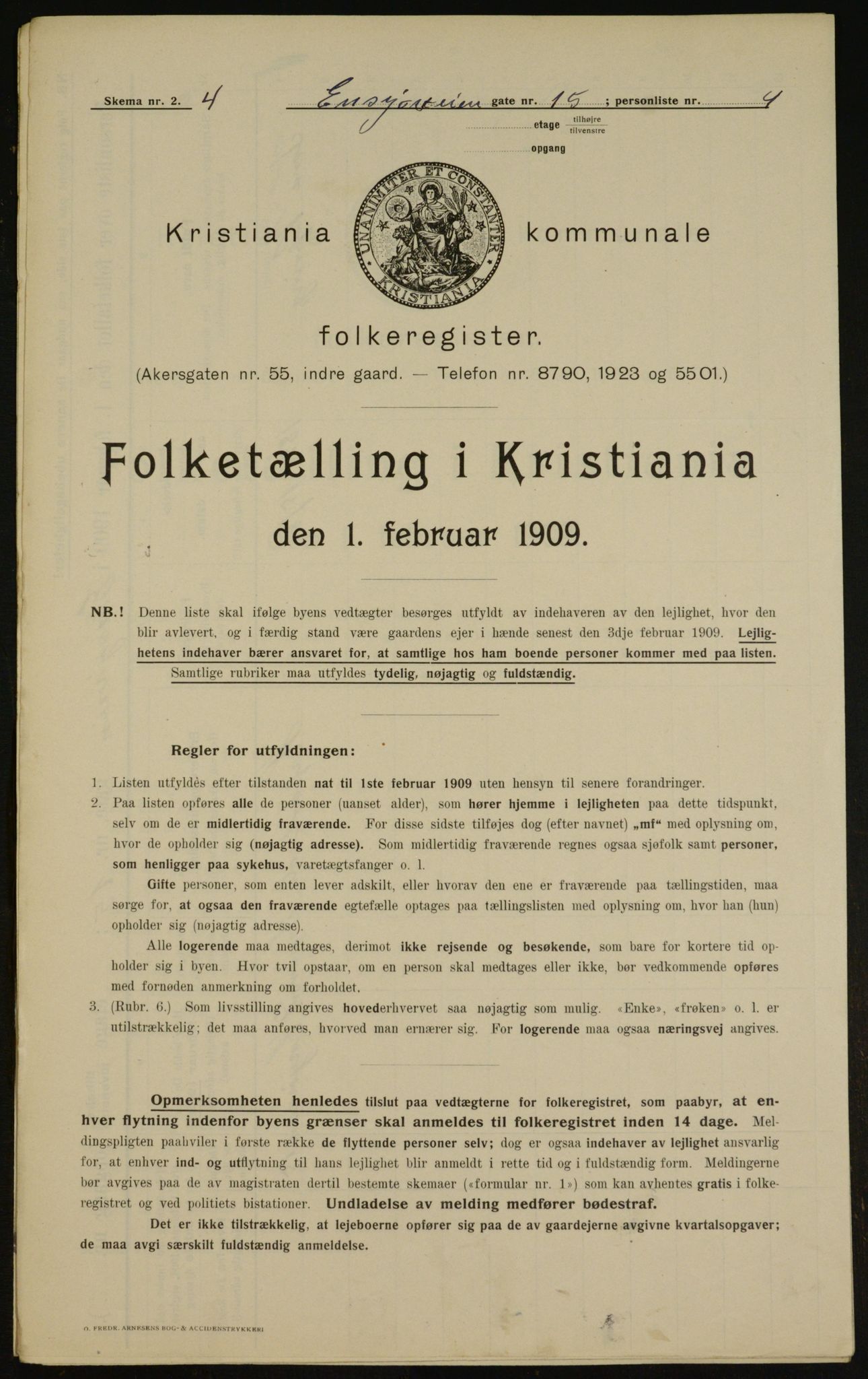 OBA, Municipal Census 1909 for Kristiania, 1909, p. 19822