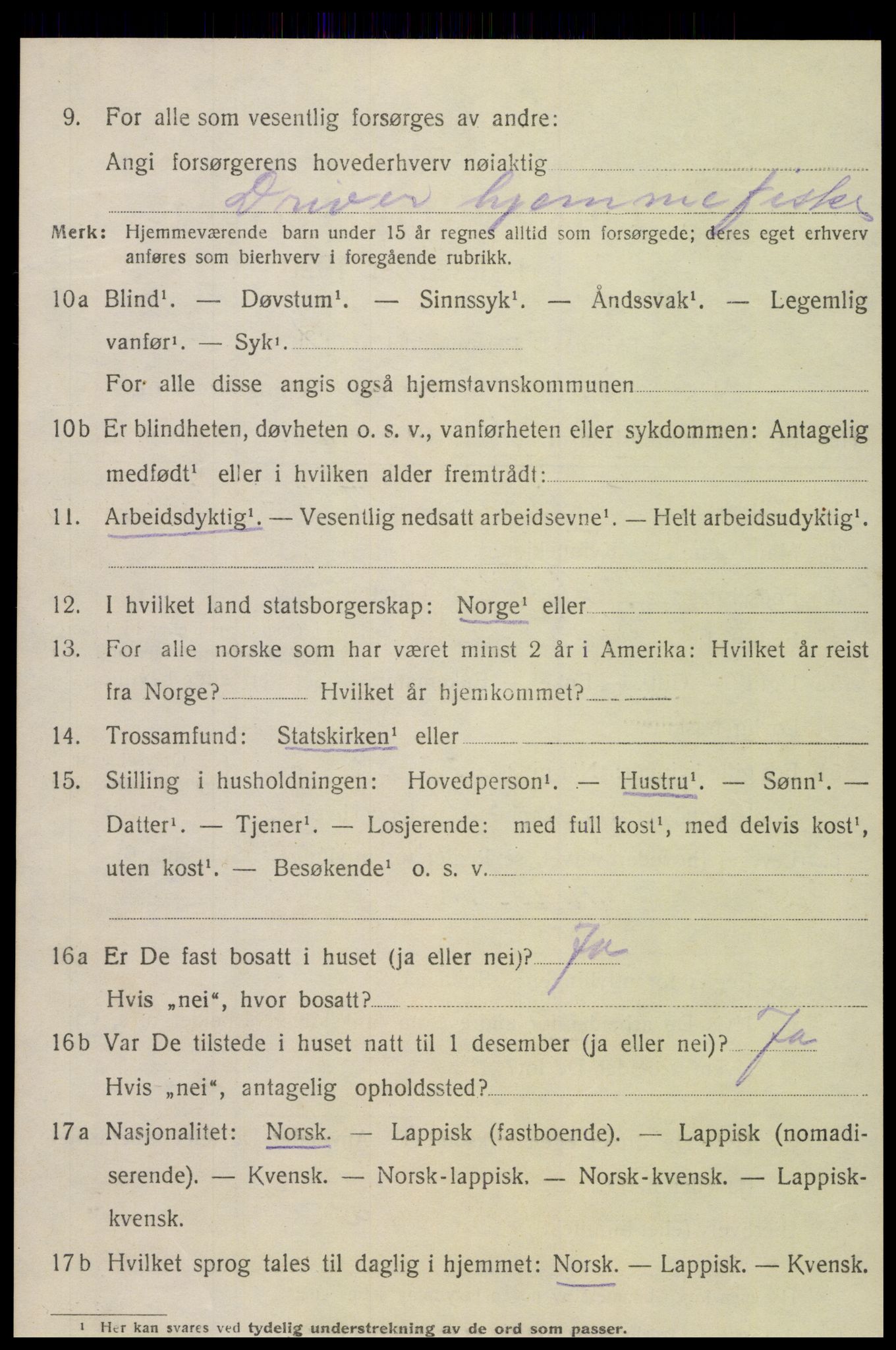 SAT, 1920 census for Lurøy, 1920, p. 3598