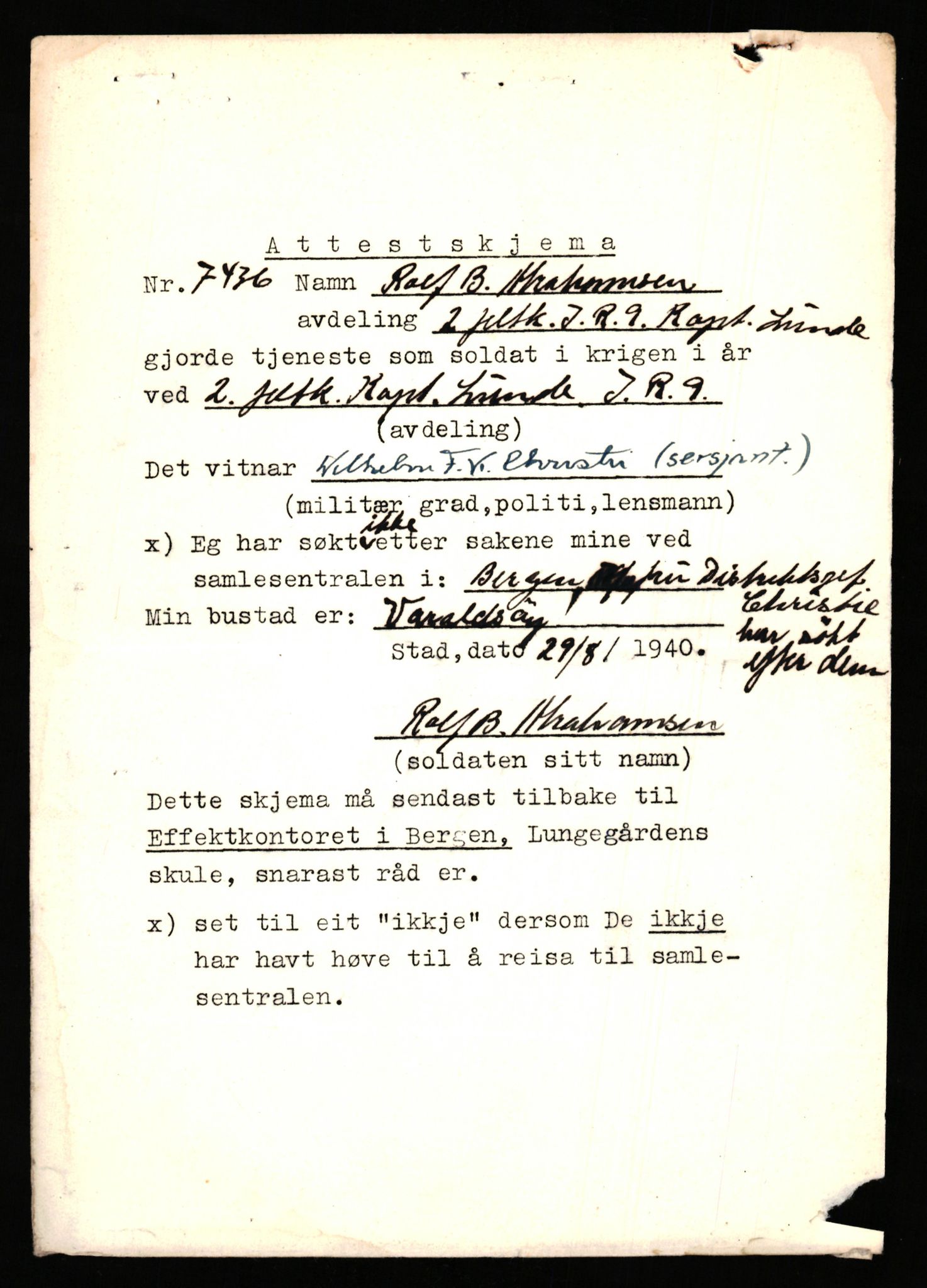 Justisdepartementet, Oppgjørsavdelingen, AV/RA-S-1056/G/Gb/L0001: Oppgaver over ettersøkte sivile effekter: Abel - Andersen, Anders J., 1940-1942, p. 127