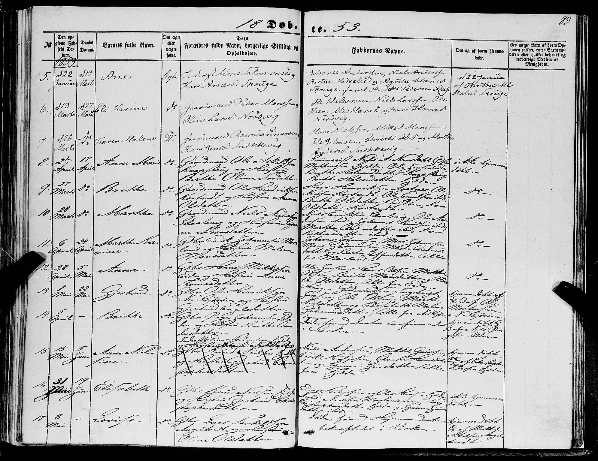 Fjell sokneprestembete, SAB/A-75301/H/Haa: Parish register (official) no. A 2, 1847-1864, p. 83
