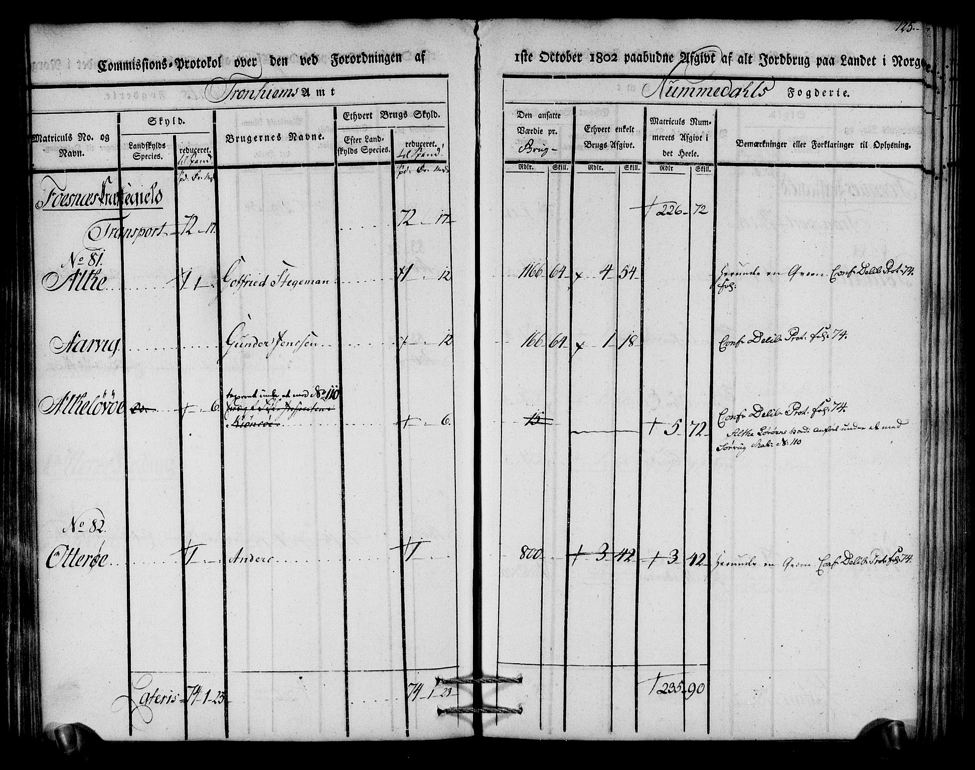 Rentekammeret inntil 1814, Realistisk ordnet avdeling, AV/RA-EA-4070/N/Ne/Nea/L0154: Namdalen fogderi. Kommisjonsprotokoll, 1803, p. 126