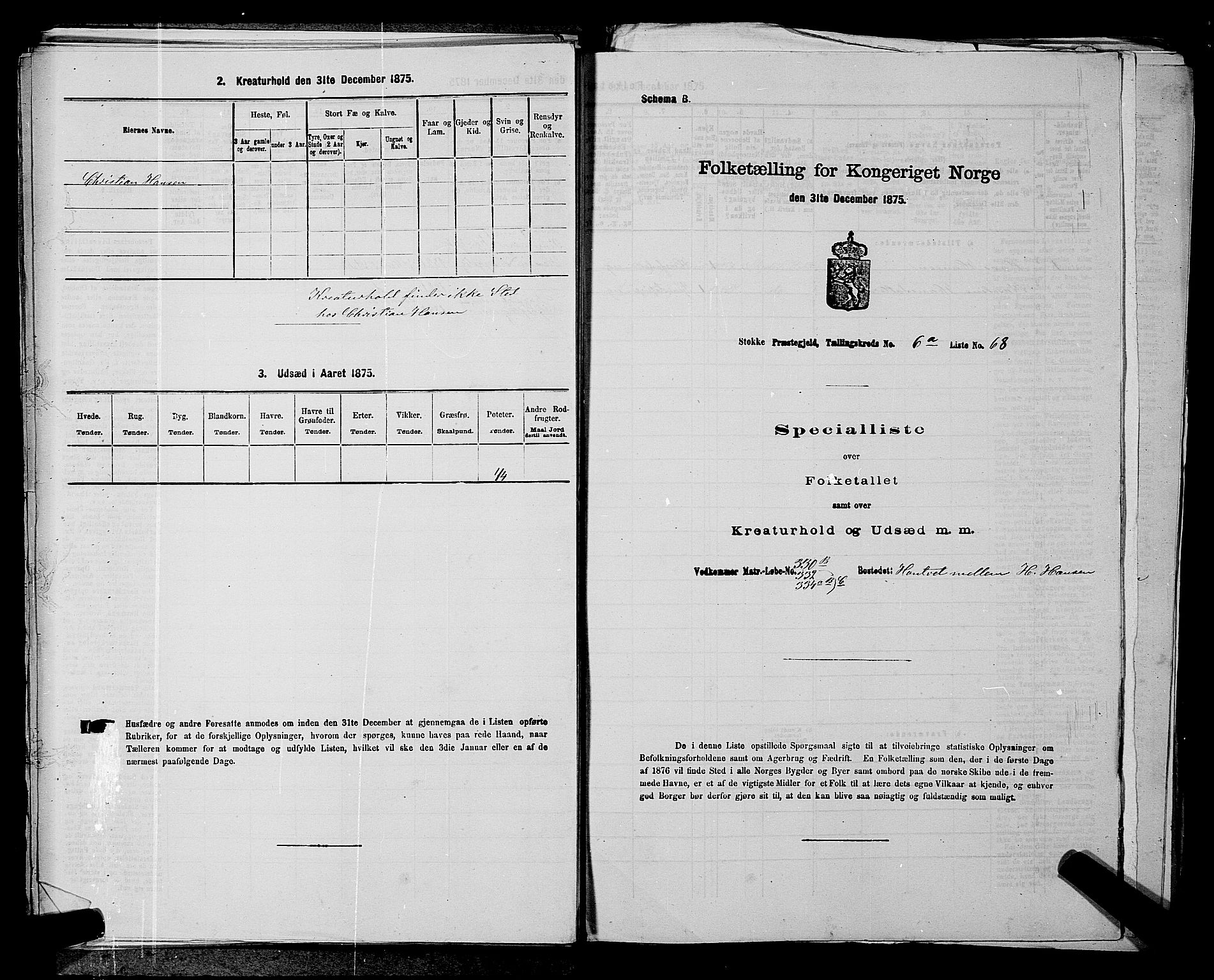 SAKO, 1875 census for 0720P Stokke, 1875, p. 1391