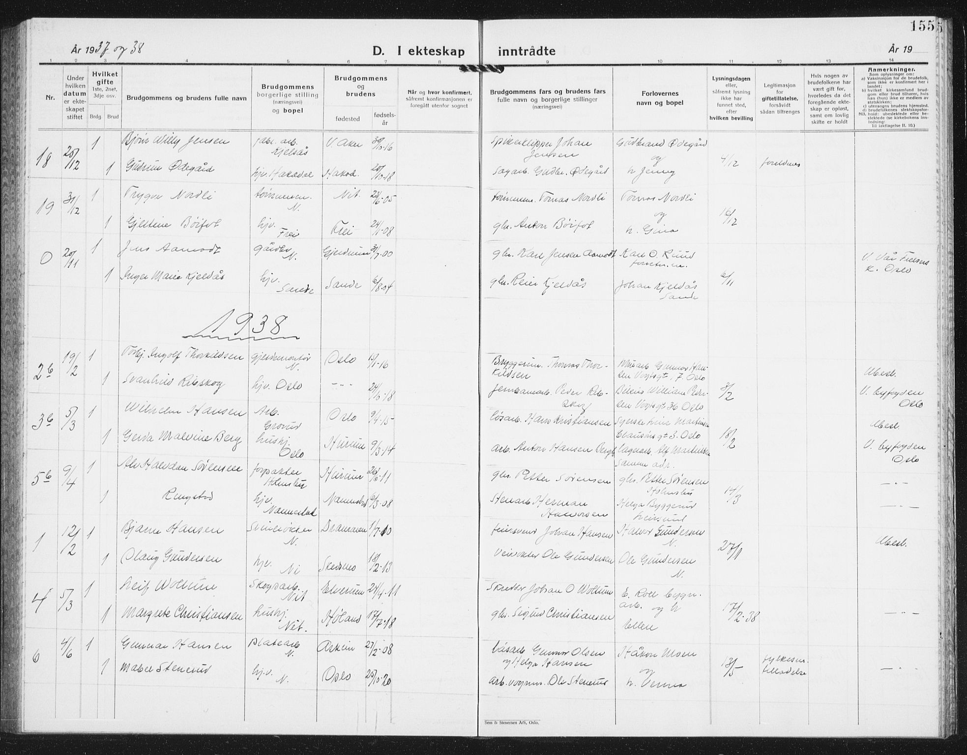 Nittedal prestekontor Kirkebøker, AV/SAO-A-10365a/G/Ga/L0004: Parish register (copy) no. I 4, 1930-1943, p. 155