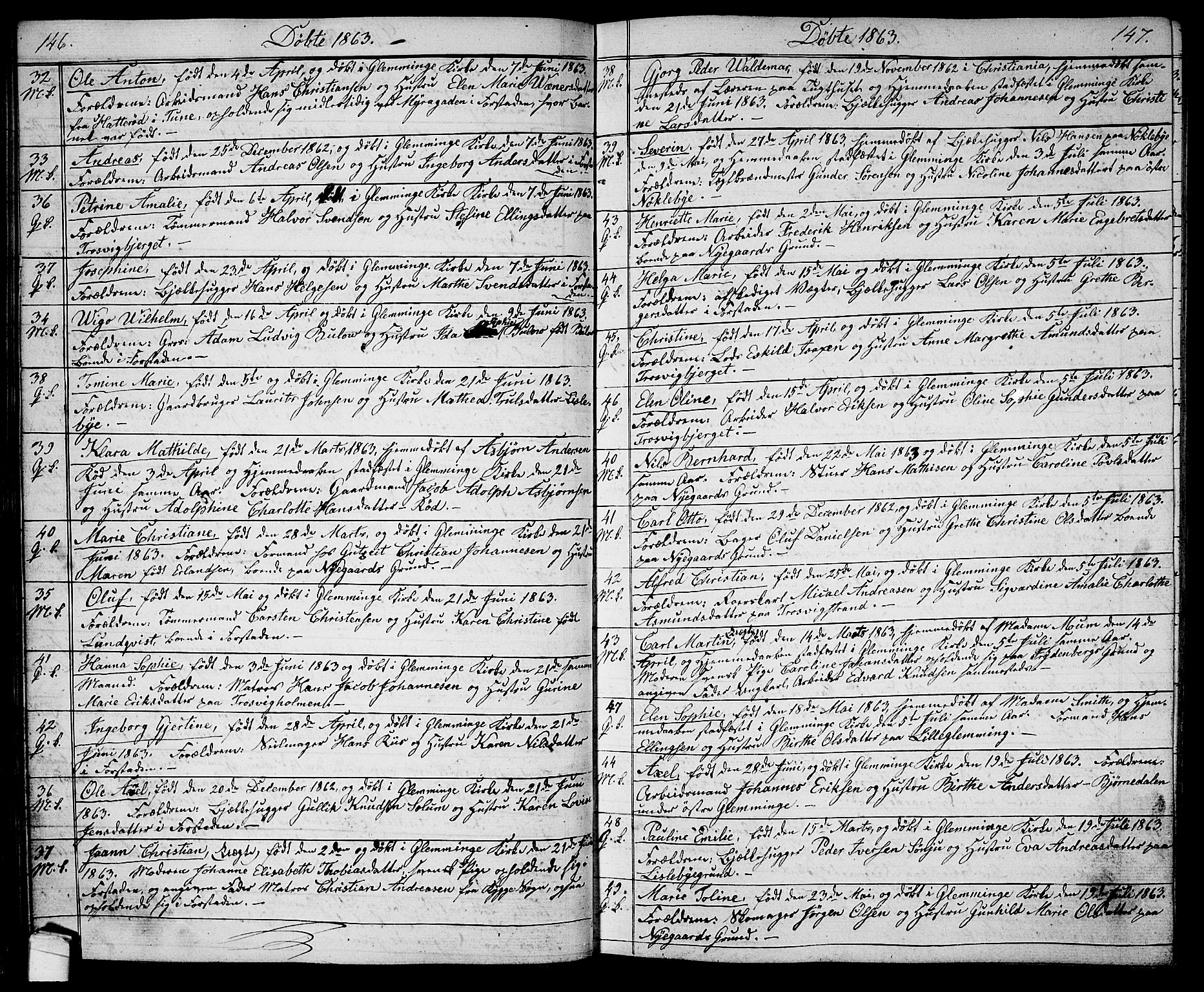 Glemmen prestekontor Kirkebøker, AV/SAO-A-10908/G/Ga/L0003: Parish register (copy) no. 3, 1852-1866, p. 146-147