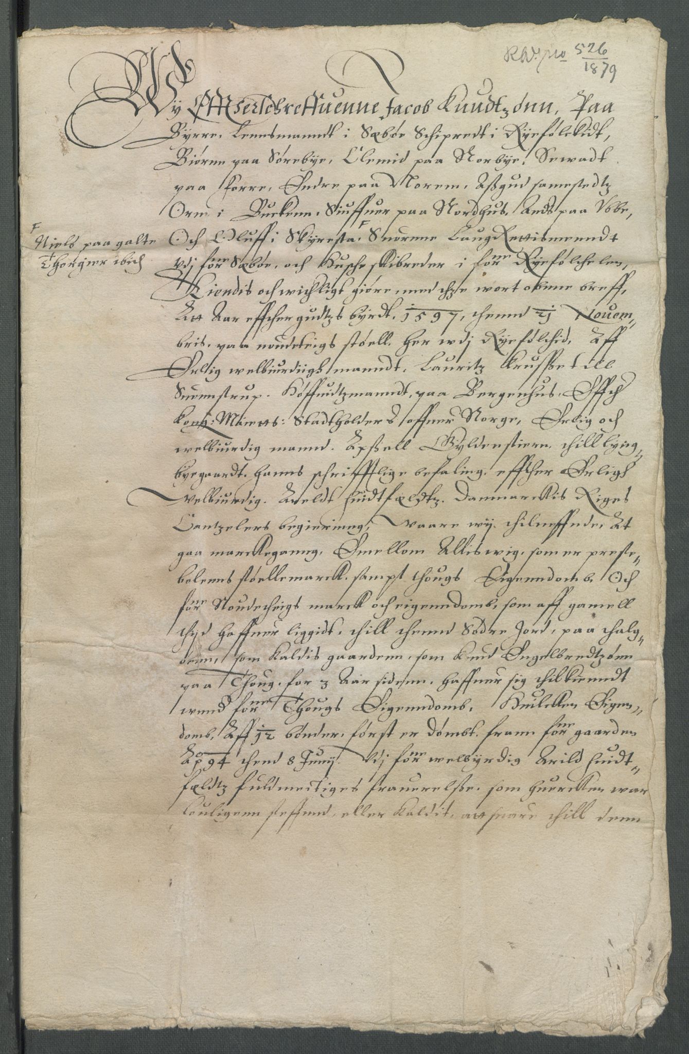 Riksarkivets diplomsamling, AV/RA-EA-5965/F02/L0104: Dokumenter, 1597, p. 60