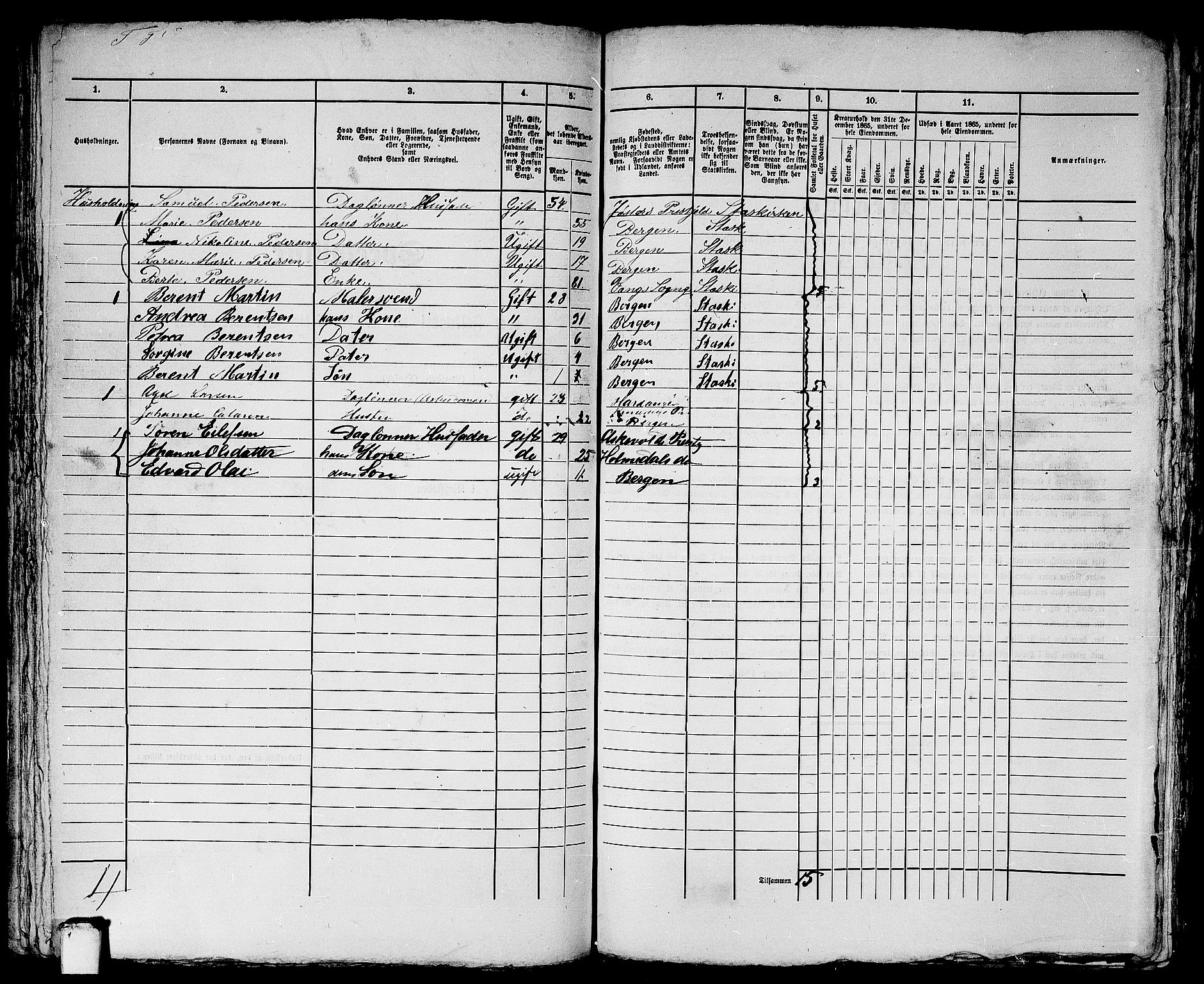 RA, 1865 census for Bergen, 1865, p. 4245