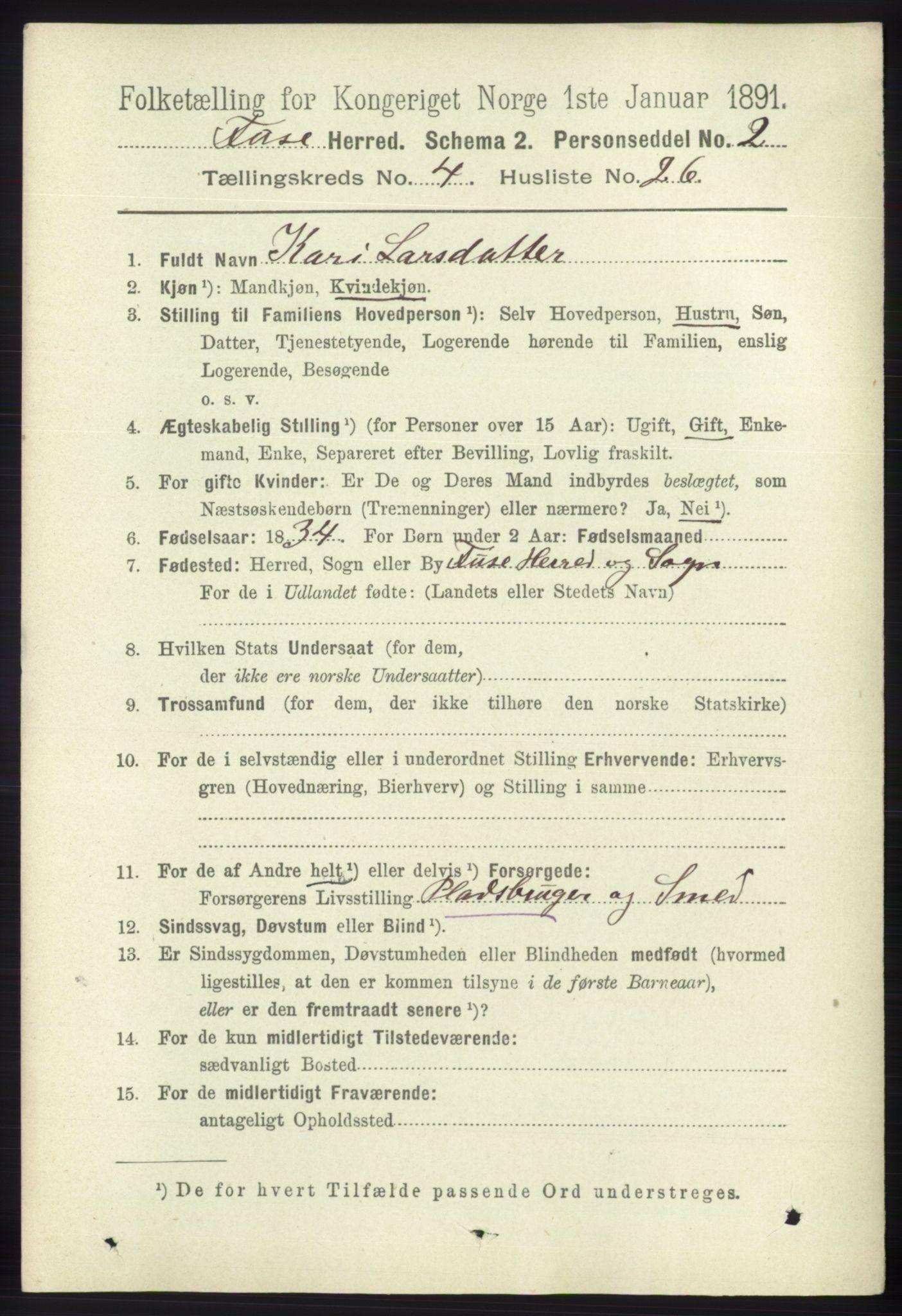 RA, 1891 census for 1241 Fusa, 1891, p. 857