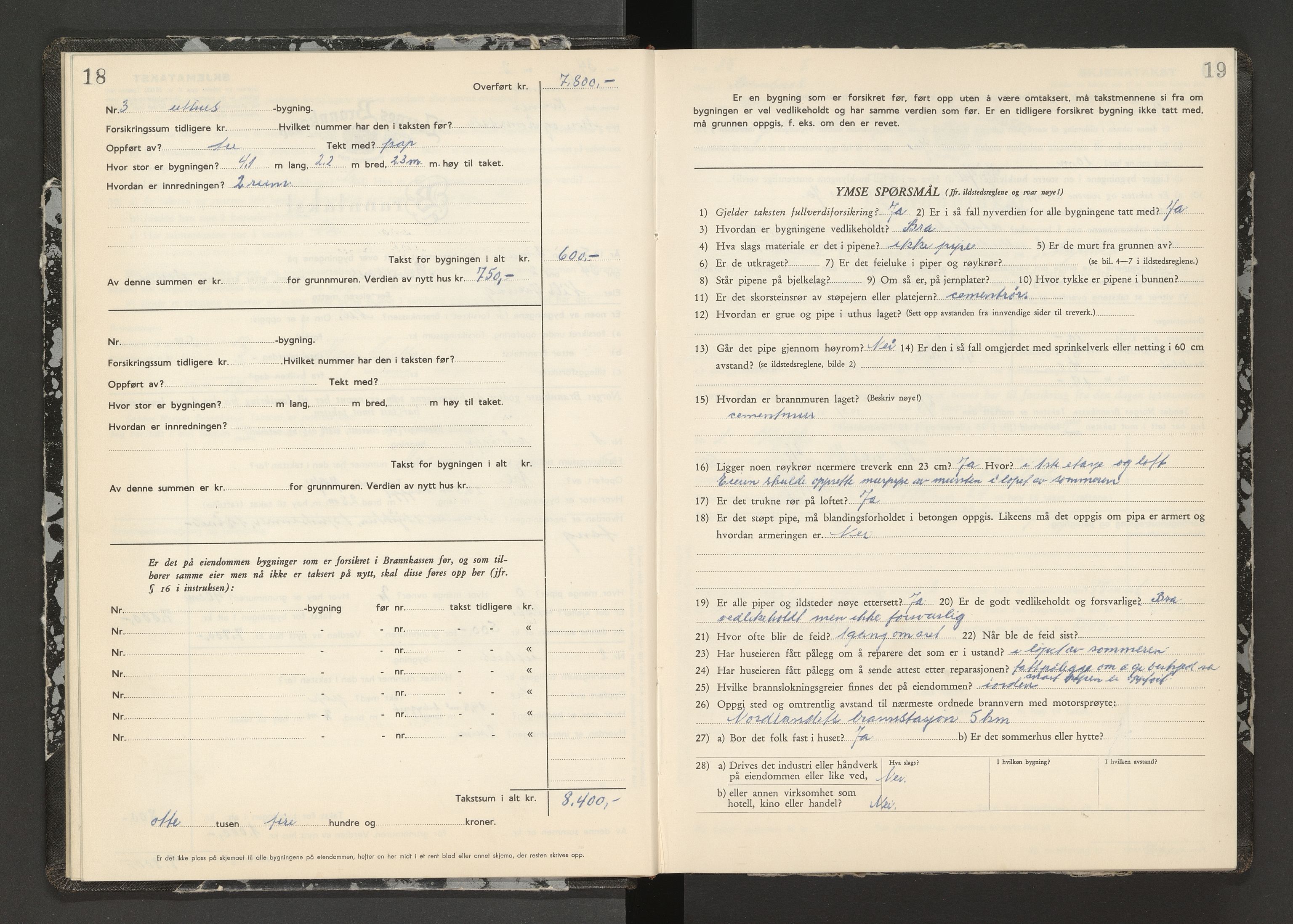 Norges Brannkasse Kristiansund, AV/SAT-A-4776/A/L0024: Branntakstprotokoll - Frei og Bremsnes, 1950-1955, p. 18-19