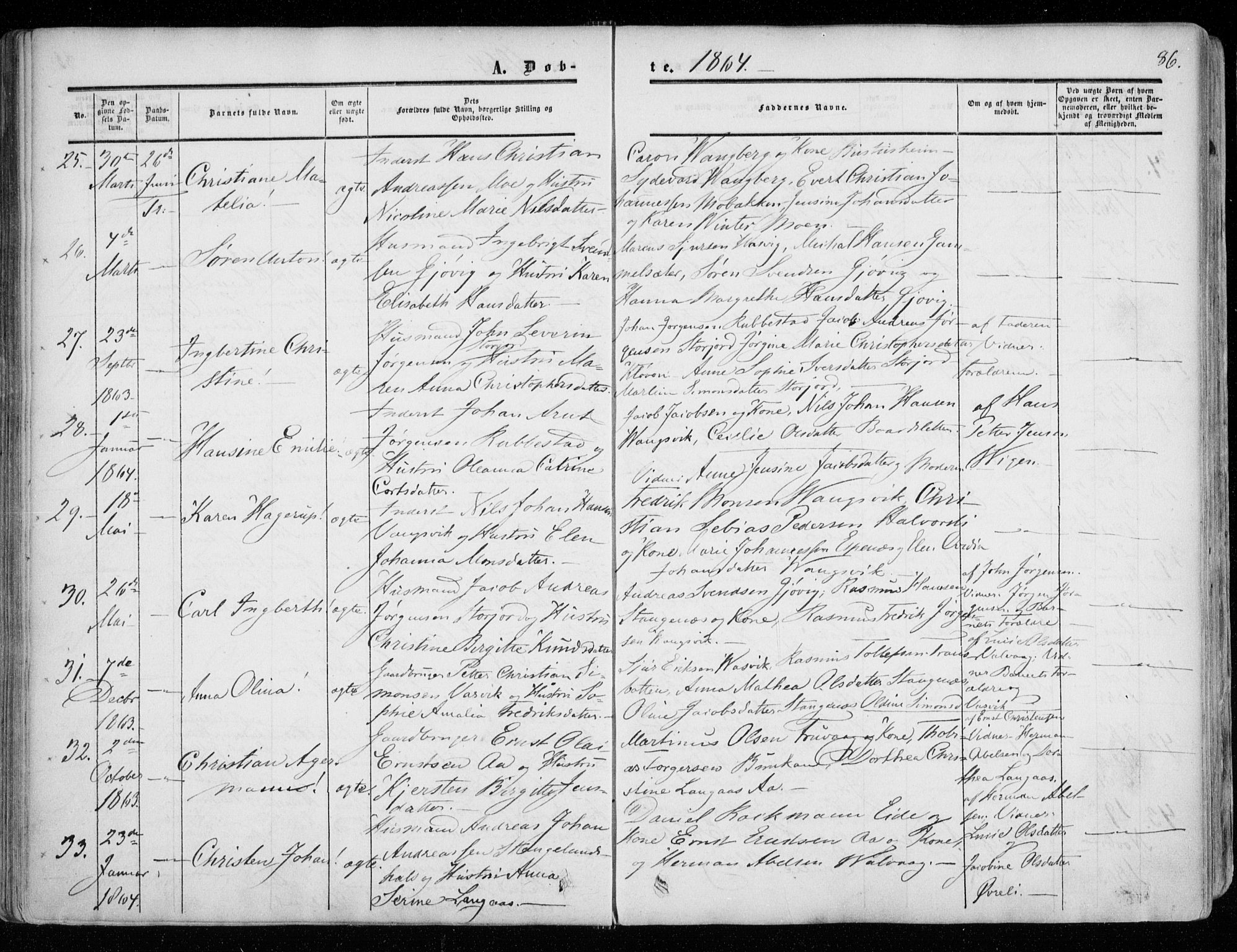 Tranøy sokneprestkontor, SATØ/S-1313/I/Ia/Iaa/L0007kirke: Parish register (official) no. 7, 1856-1866, p. 86