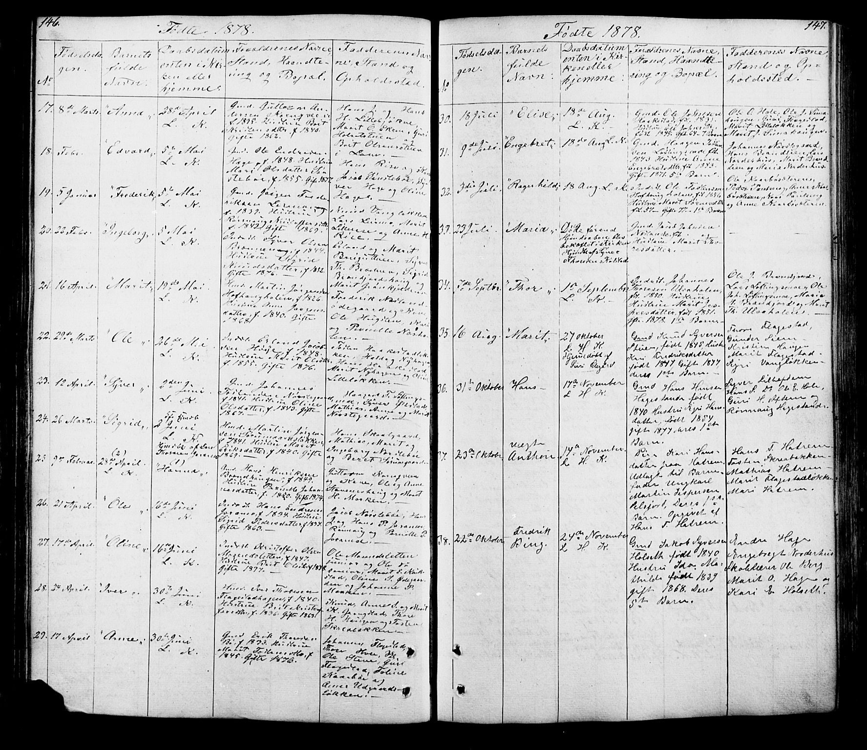 Lesja prestekontor, SAH/PREST-068/H/Ha/Hab/L0005: Parish register (copy) no. 5, 1850-1894, p. 146-147