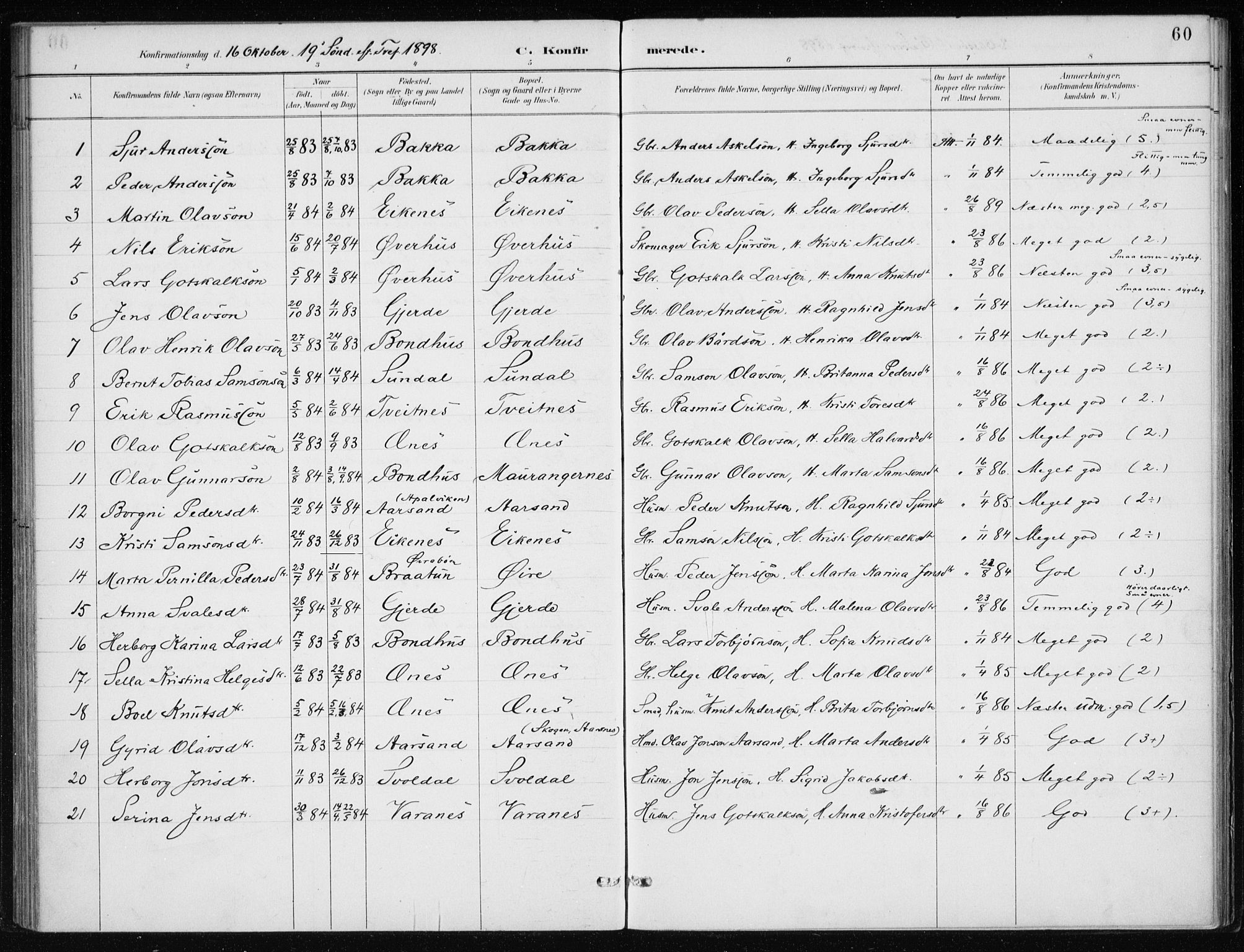 Kvinnherad sokneprestembete, SAB/A-76401/H/Haa: Parish register (official) no. F 1, 1887-1912, p. 60