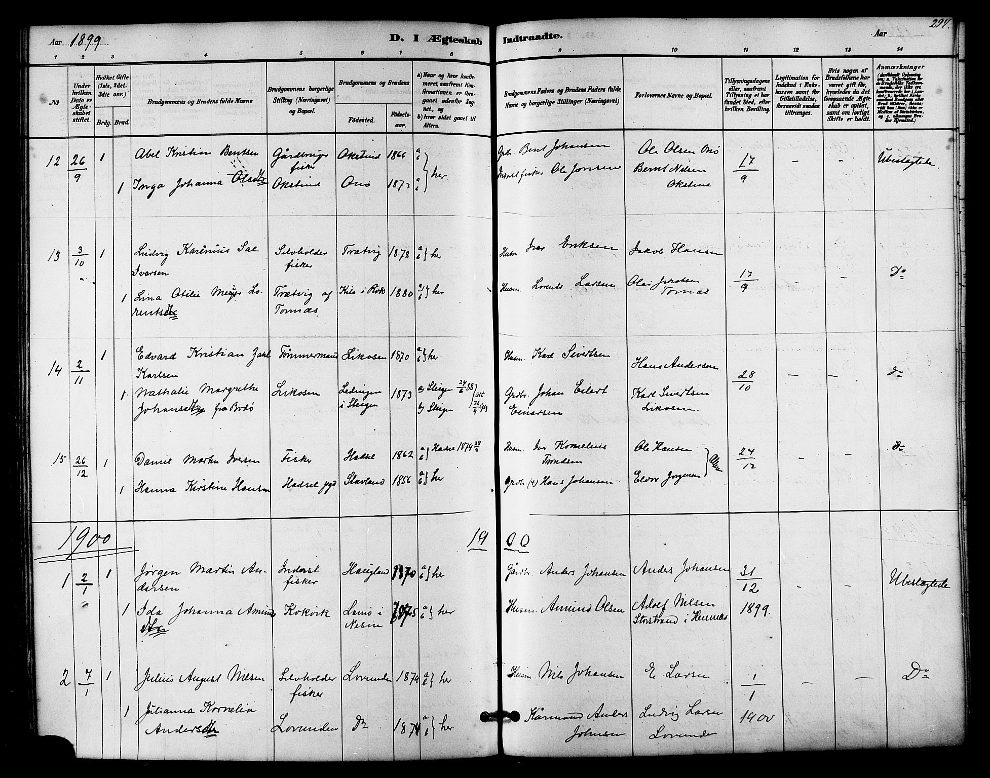 Ministerialprotokoller, klokkerbøker og fødselsregistre - Nordland, SAT/A-1459/839/L0568: Parish register (official) no. 839A05, 1880-1902, p. 297