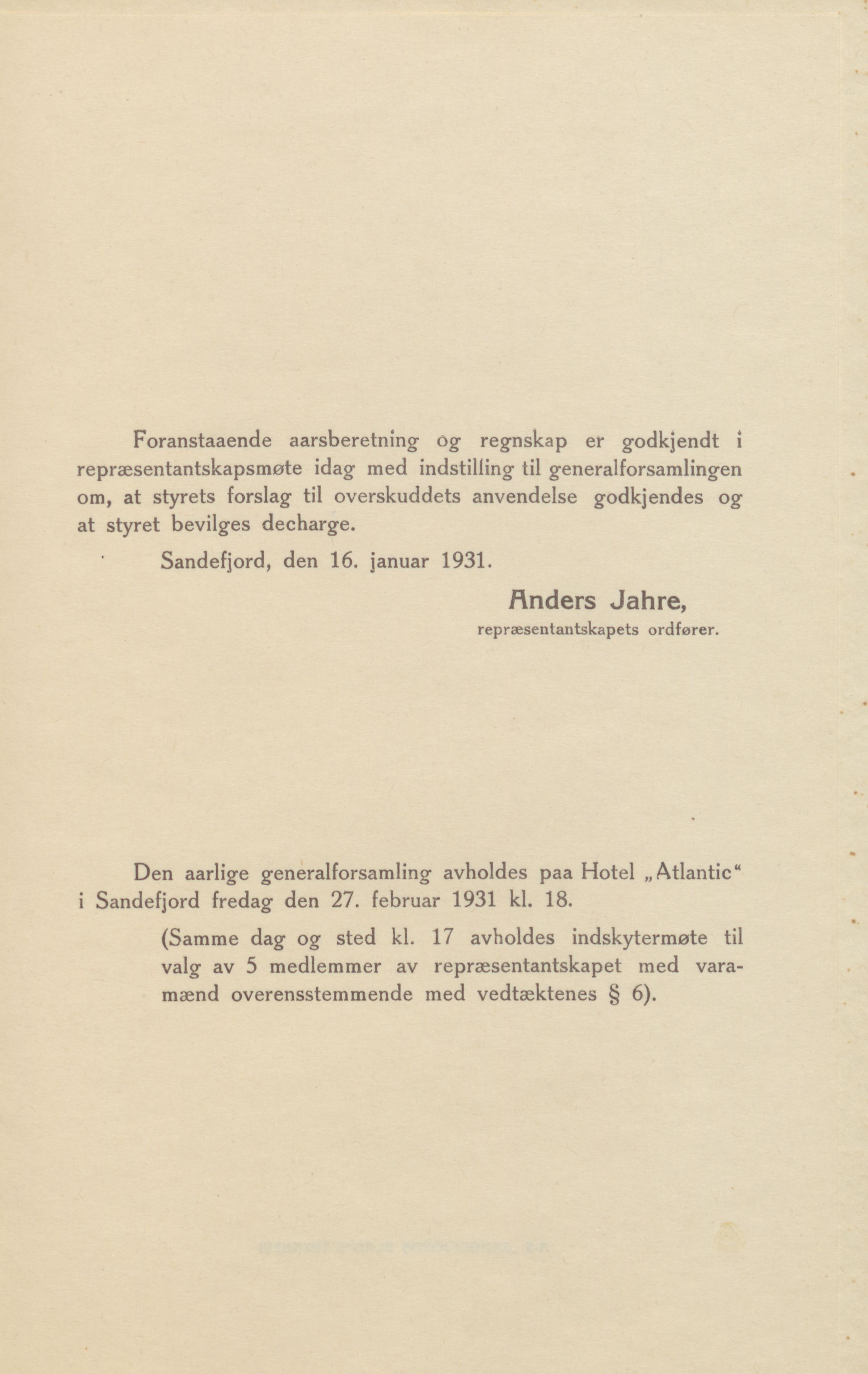 Privatbanken i Sandefjord AS, VEMU/ARS-A-1256/X/L0001: Årsberetninger, 1912-1929, p. 126