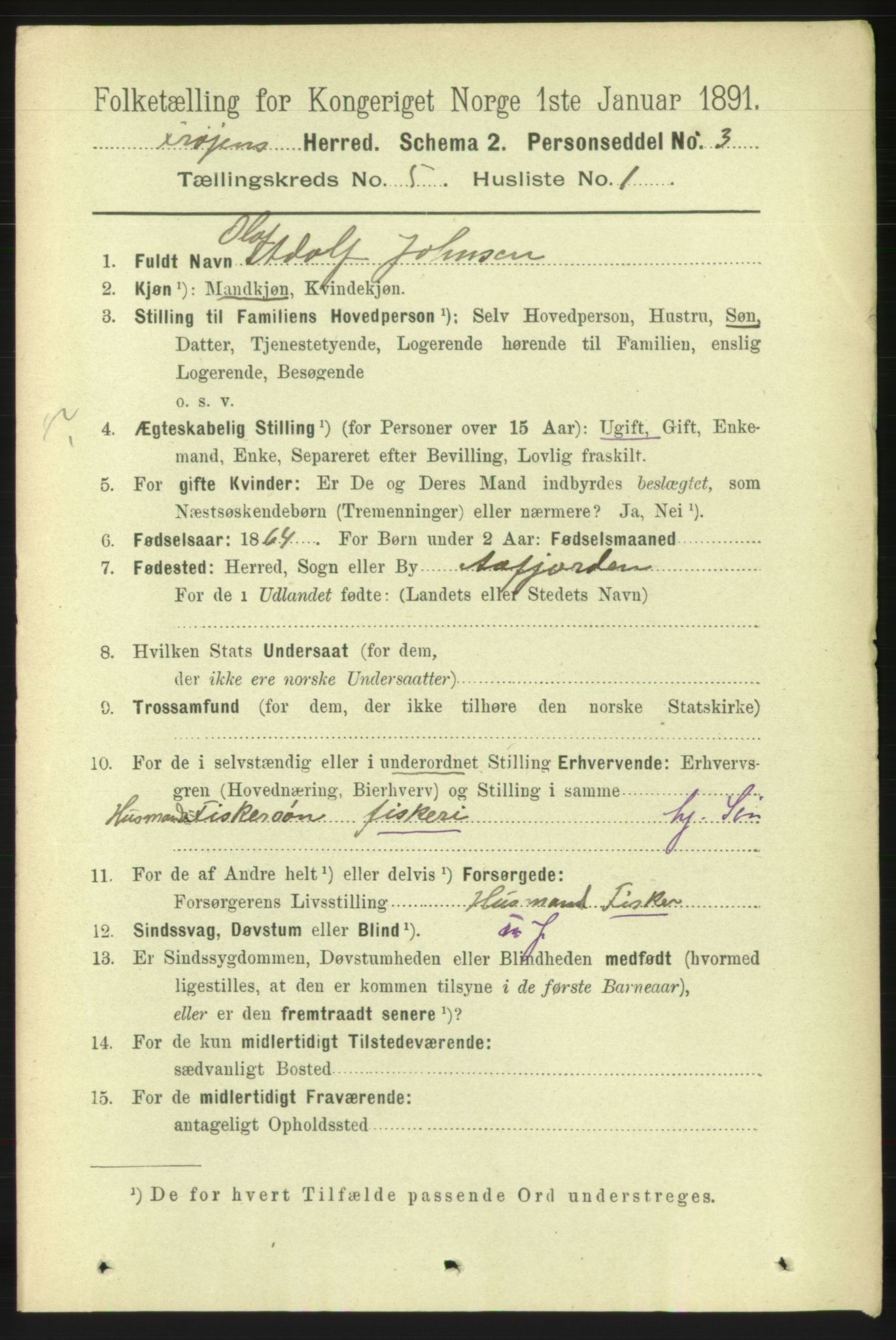 RA, 1891 census for 1619 Frøya, 1891, p. 3360