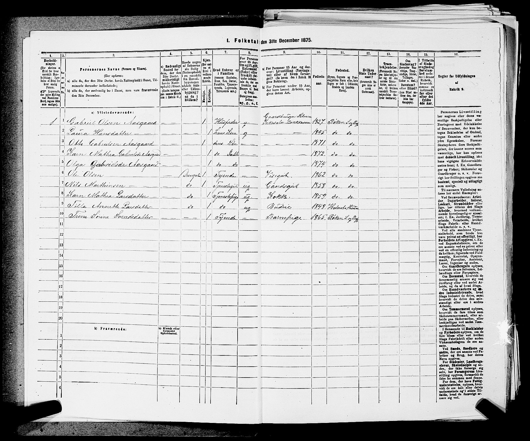 SAKO, 1875 census for 0627P Røyken, 1875, p. 605