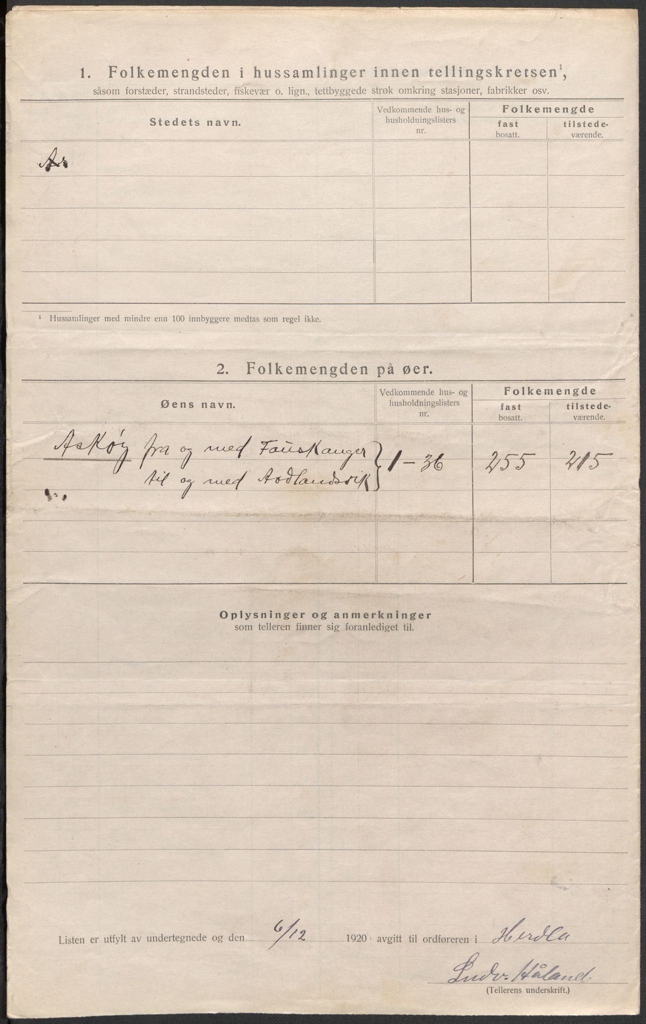 SAB, 1920 census for Herdla, 1920, p. 23