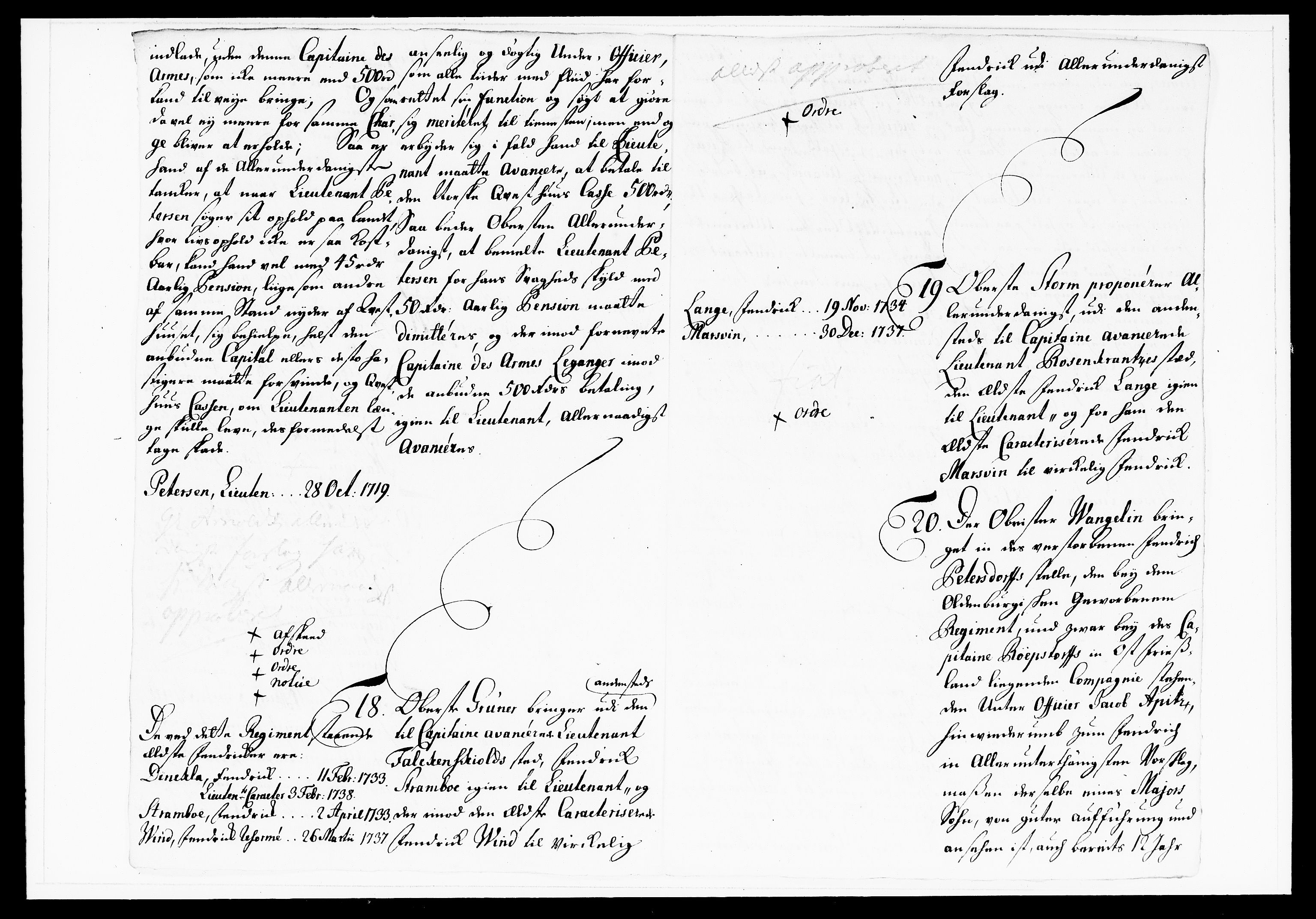 Krigskollegiet, Krigskancelliet, DRA/A-0006/-/1143-1150: Refererede sager, 1738, p. 246
