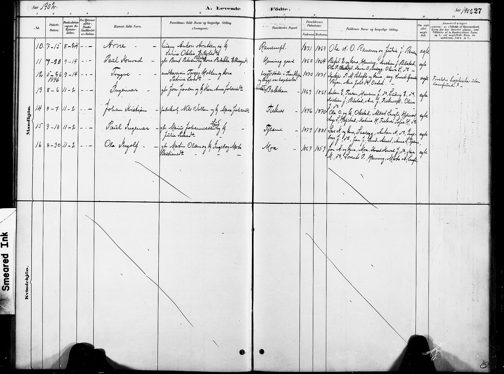 Ministerialprotokoller, klokkerbøker og fødselsregistre - Nord-Trøndelag, SAT/A-1458/738/L0364: Parish register (official) no. 738A01, 1884-1902, p. 27
