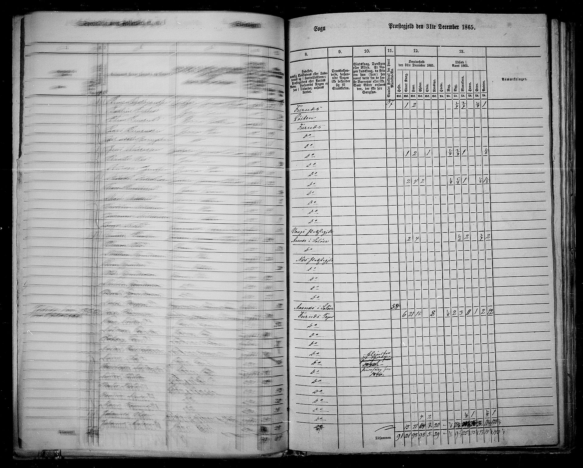 RA, 1865 census for Vang/Vang og Furnes, 1865, p. 91