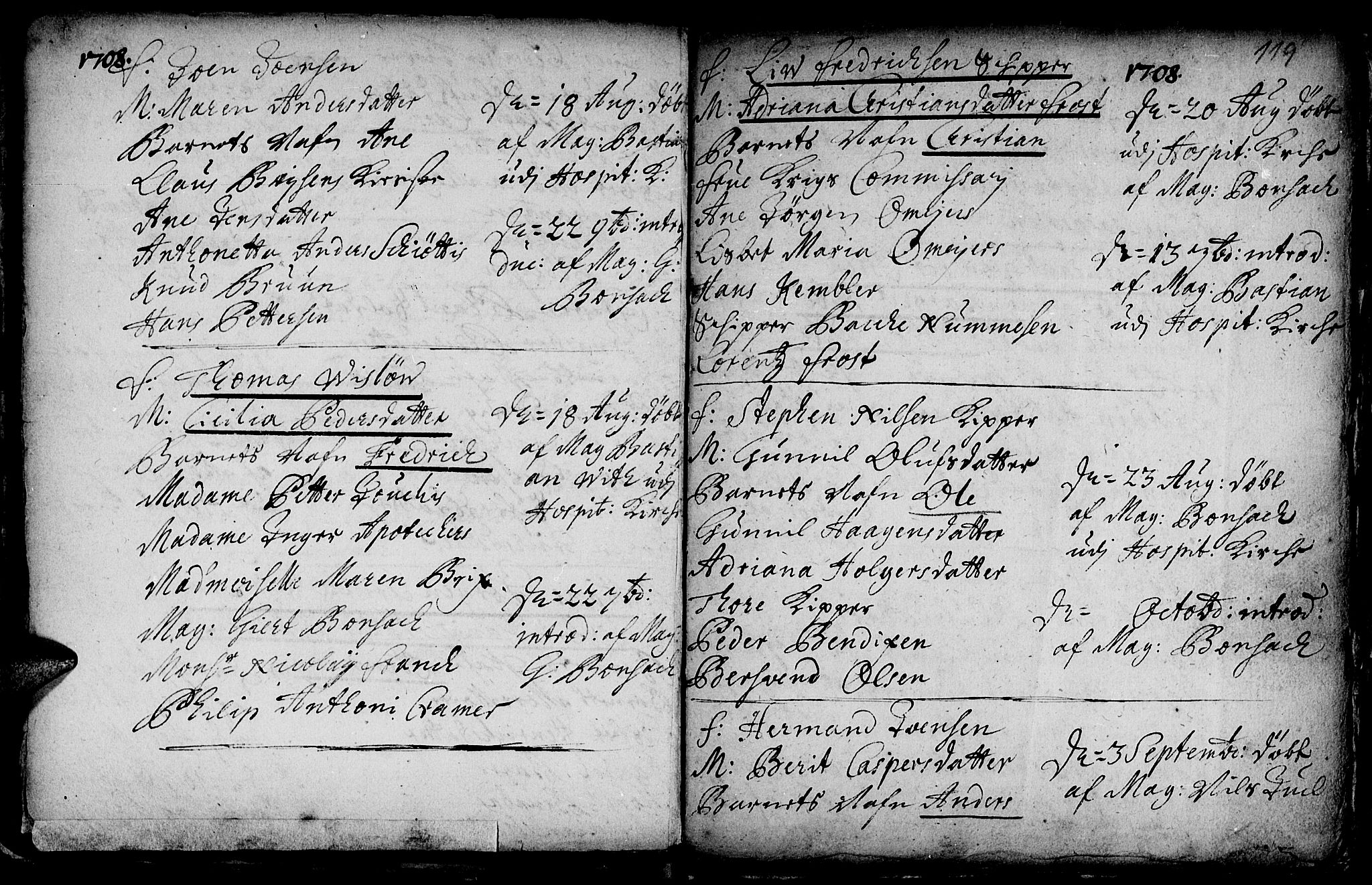 Ministerialprotokoller, klokkerbøker og fødselsregistre - Sør-Trøndelag, SAT/A-1456/601/L0034: Parish register (official) no. 601A02, 1702-1714, p. 119