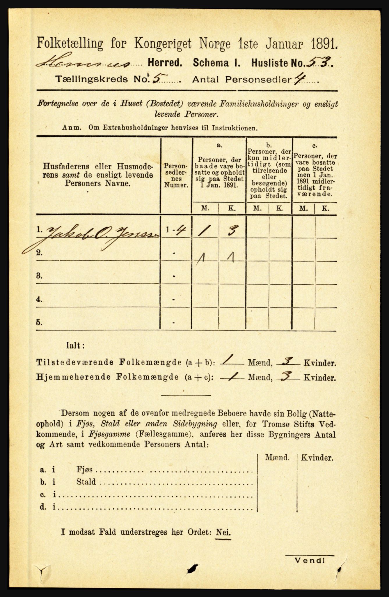 RA, 1891 census for 1832 Hemnes, 1891, p. 2549