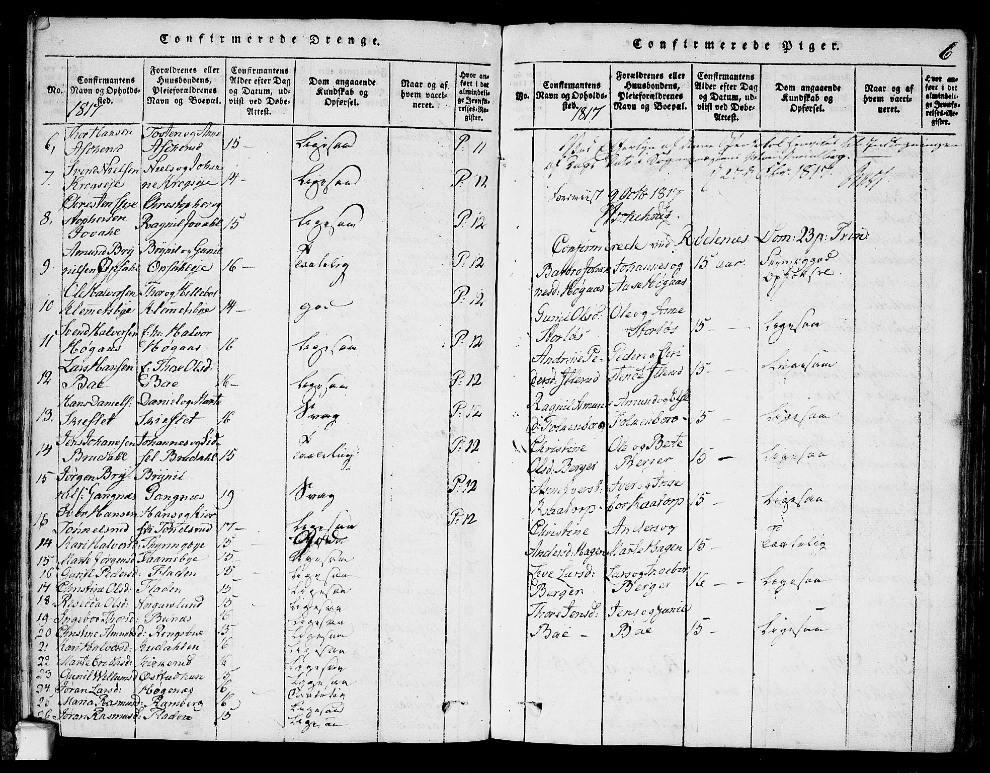 Rødenes prestekontor Kirkebøker, AV/SAO-A-2005/F/Fa/L0004: Parish register (official) no. I 4, 1814-1838, p. 6