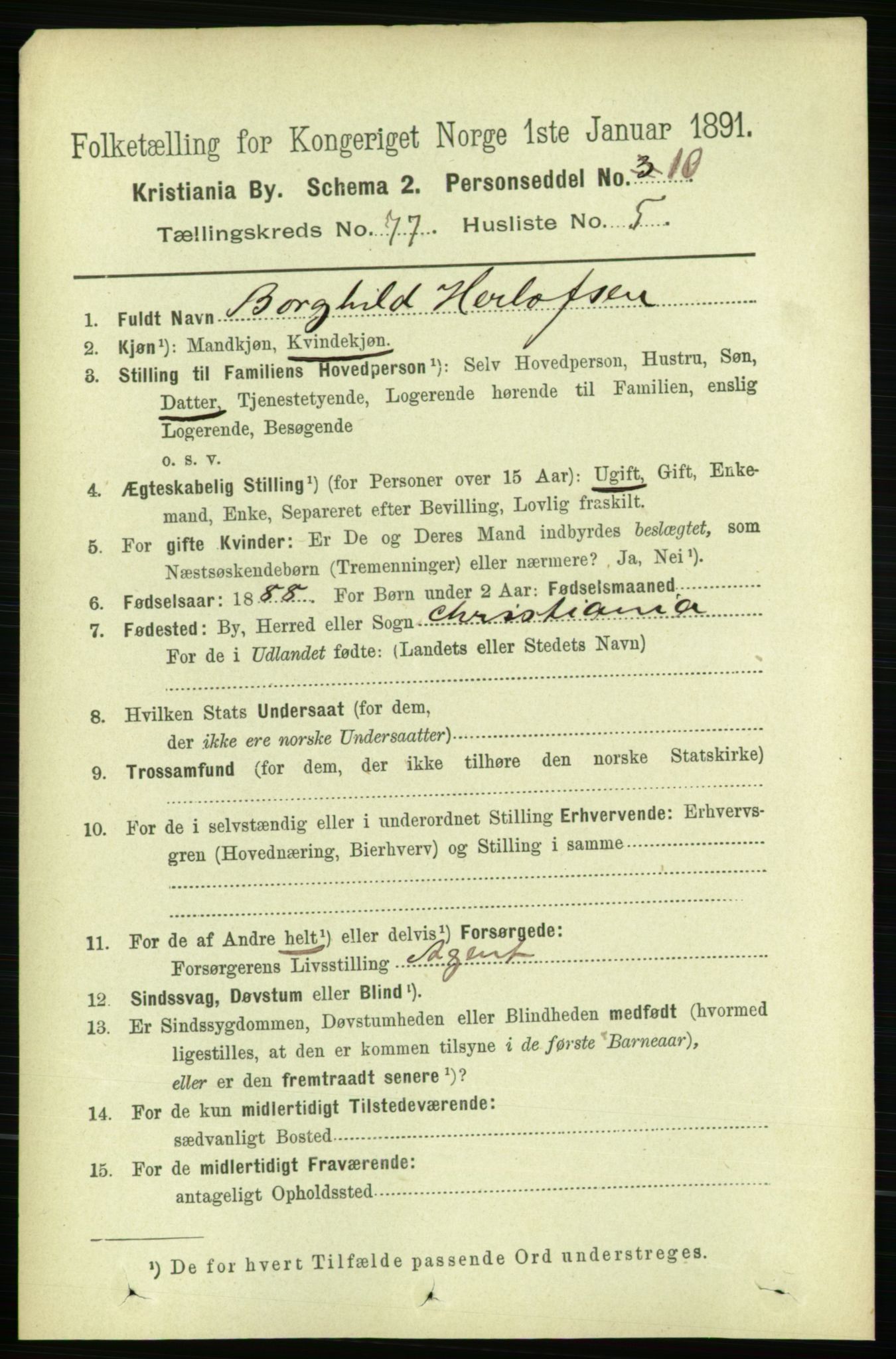 RA, 1891 census for 0301 Kristiania, 1891, p. 40663