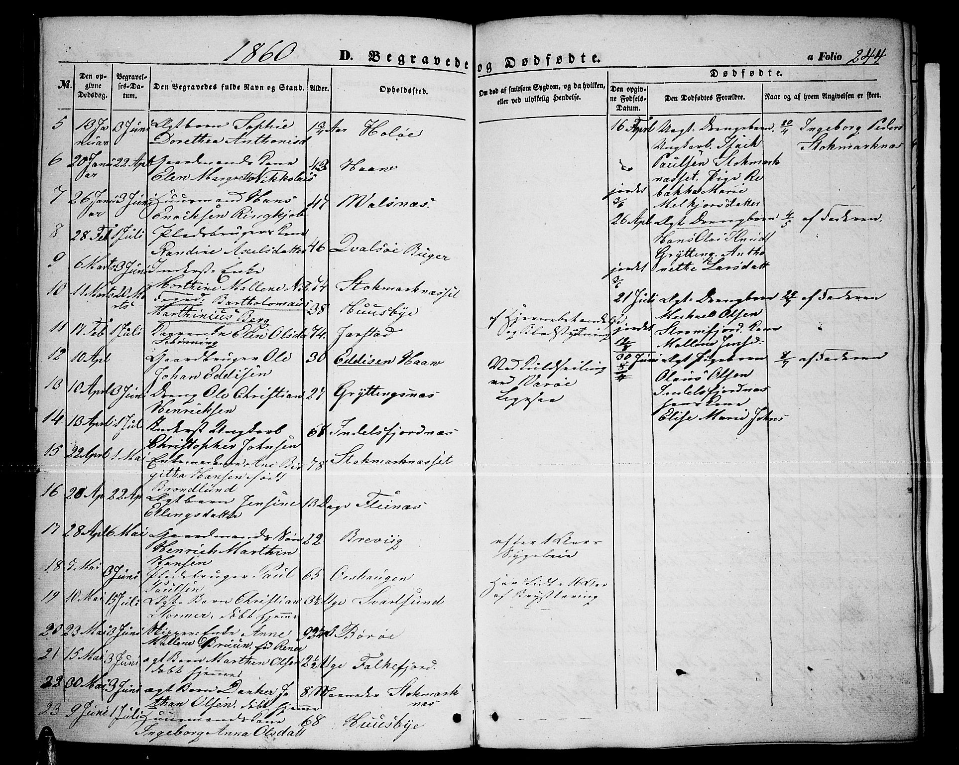 Ministerialprotokoller, klokkerbøker og fødselsregistre - Nordland, AV/SAT-A-1459/888/L1265: Parish register (copy) no. 888C03, 1850-1863, p. 244