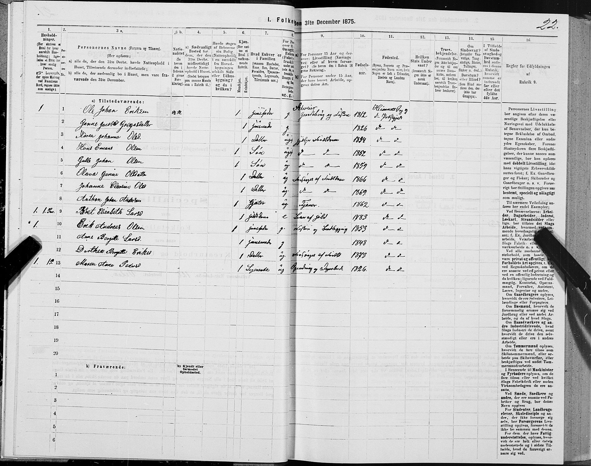 SAT, 1875 census for 1832P Hemnes, 1875, p. 1022