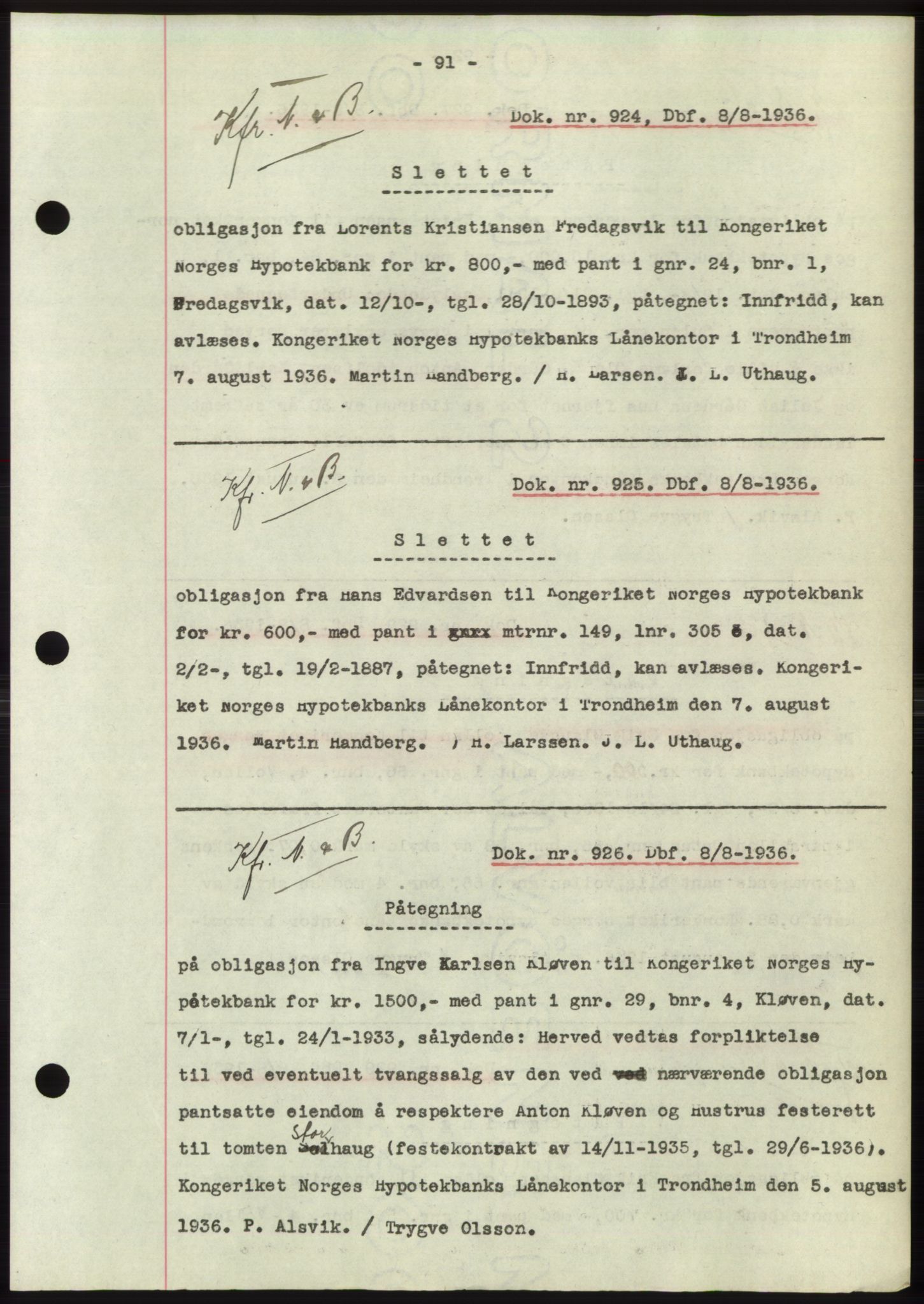 Hitra sorenskriveri, AV/SAT-A-0018/2/2C/2Ca: Mortgage book no. C1, 1936-1945, Diary no: : 925/1936