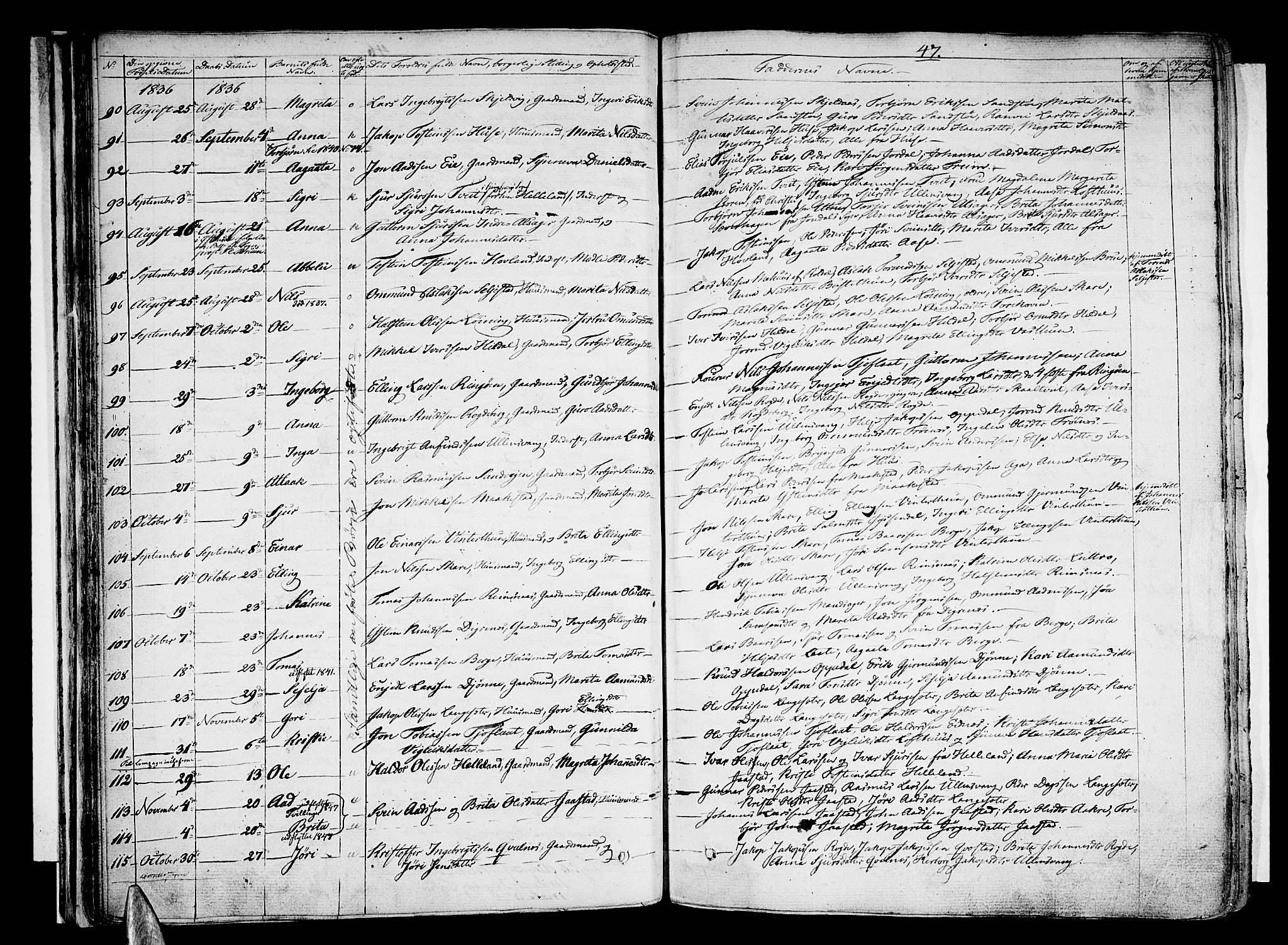 Ullensvang sokneprestembete, AV/SAB-A-78701/H/Haa: Parish register (official) no. A 10, 1825-1853, p. 47