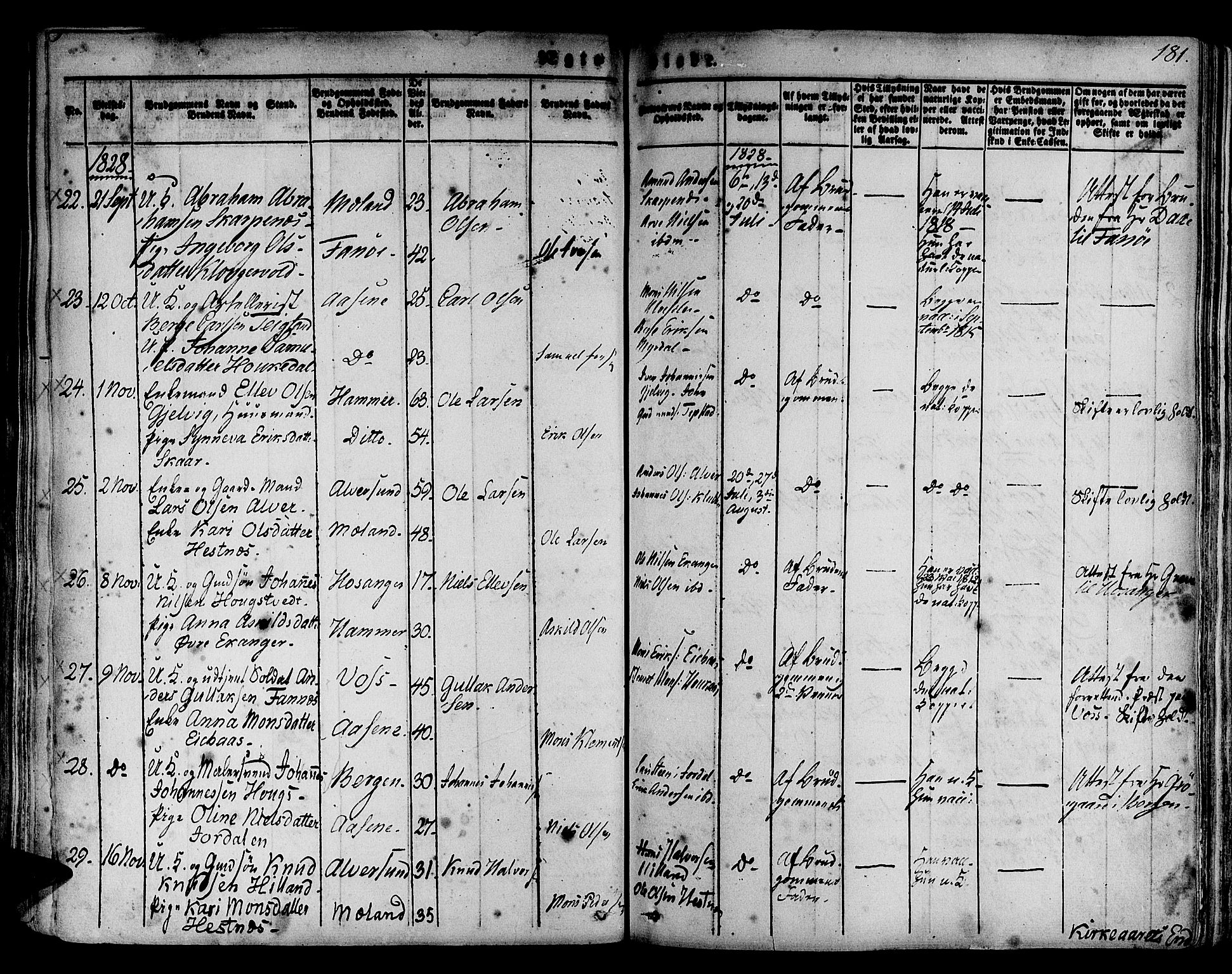 Hamre sokneprestembete, SAB/A-75501/H/Ha/Haa/Haaa/L0011: Parish register (official) no. A 11, 1826-1834, p. 181