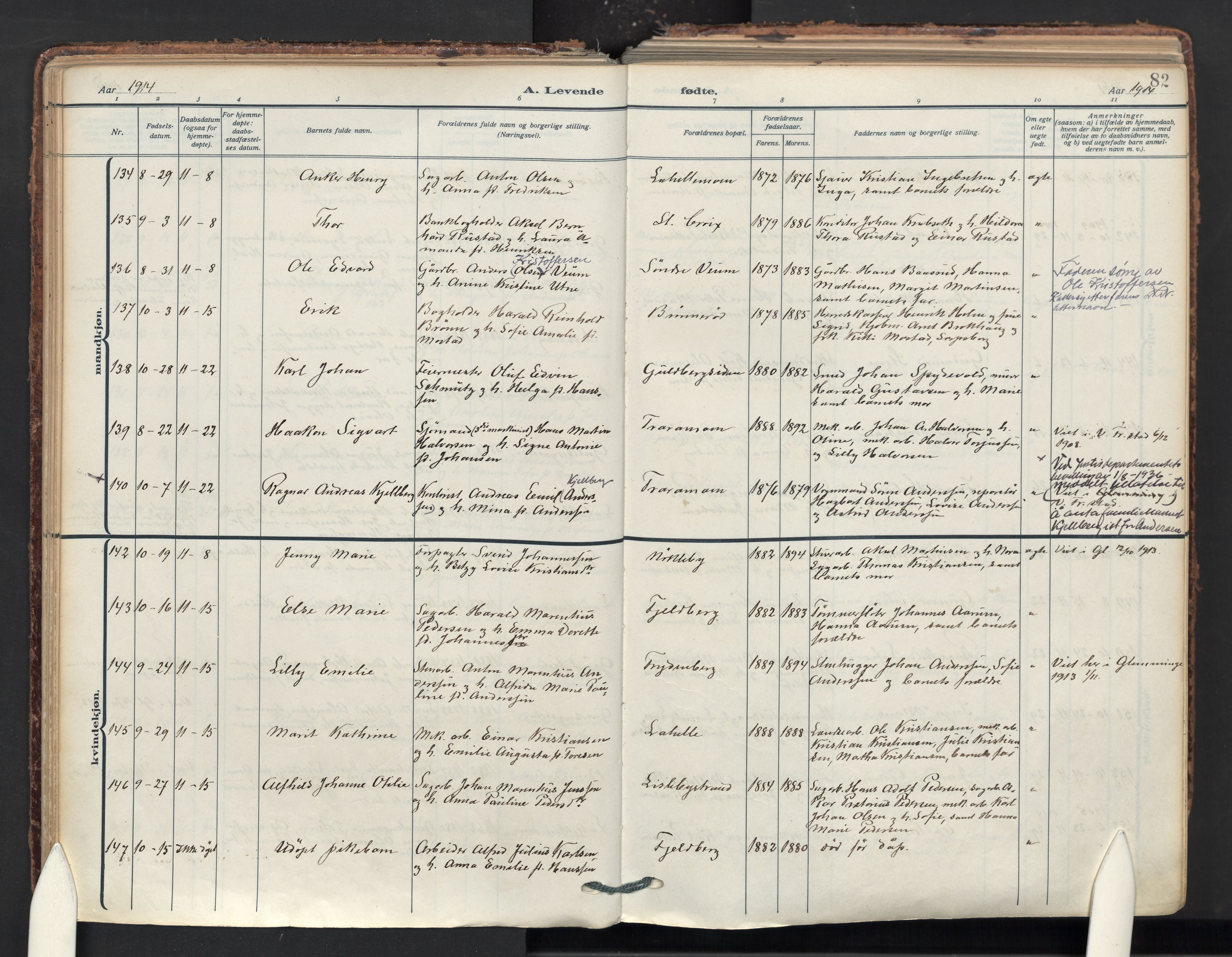Glemmen prestekontor Kirkebøker, AV/SAO-A-10908/F/Fa/L0017: Parish register (official) no. 17, 1911-1936, p. 82