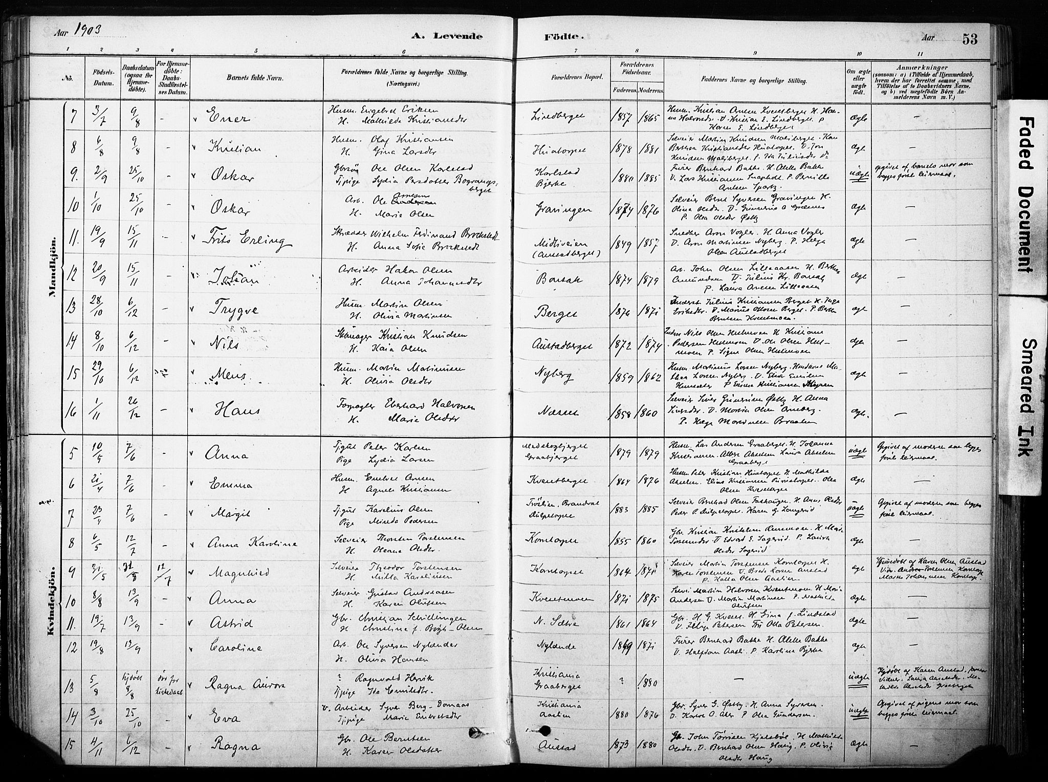 Hof prestekontor, AV/SAH-PREST-038/H/Ha/Haa/L0011: Parish register (official) no. 11, 1879-1911, p. 53