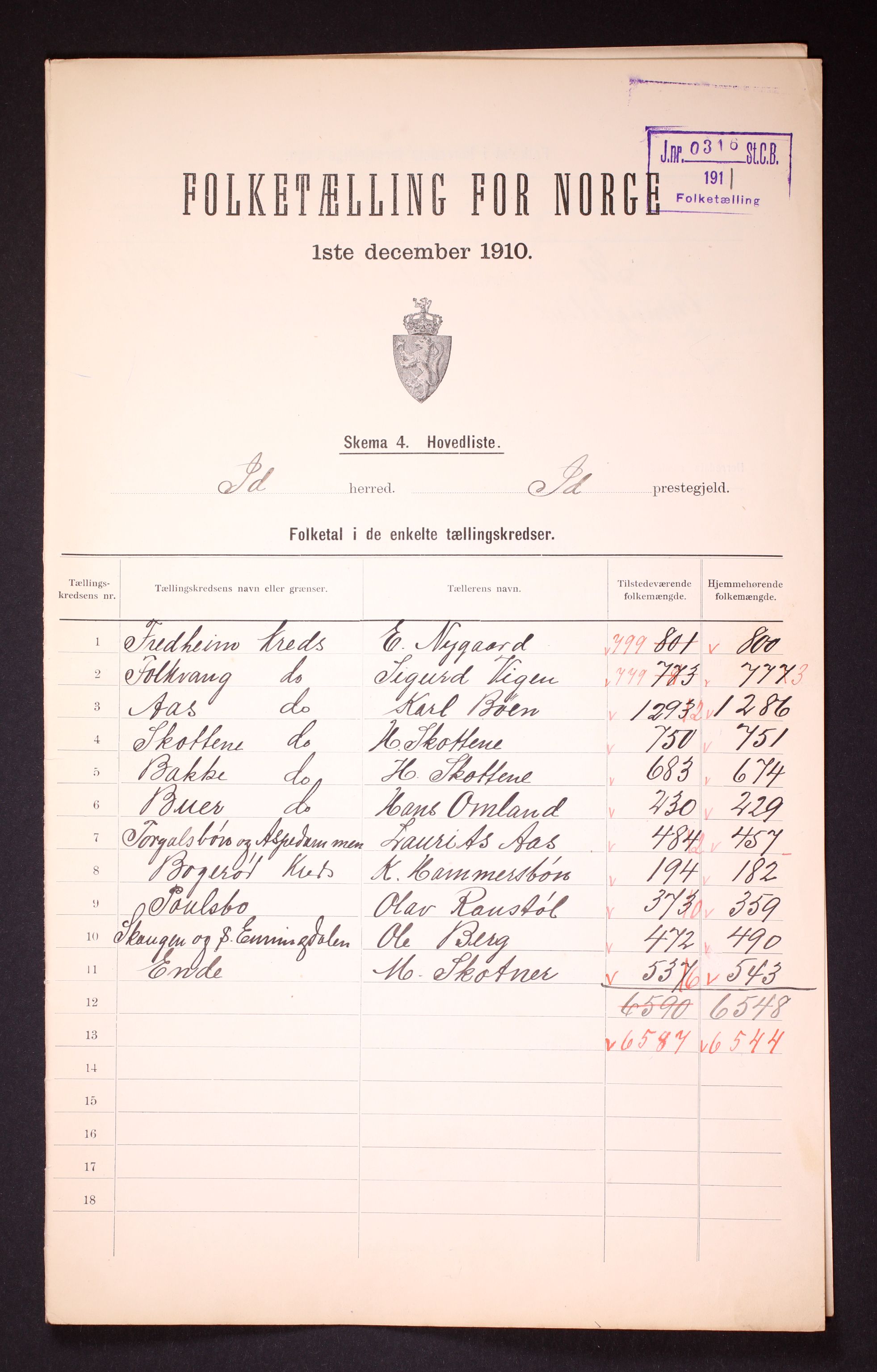 RA, 1910 census for Idd, 1910, p. 2