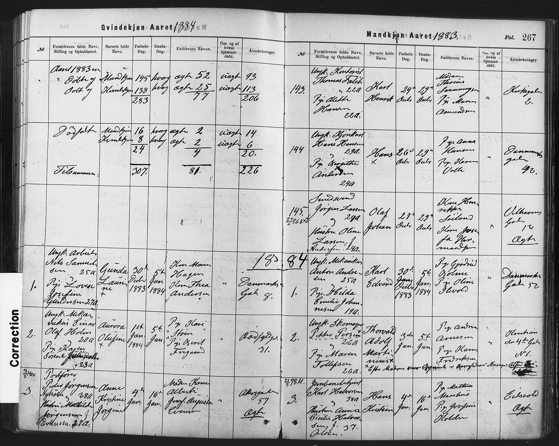 Rikshospitalet prestekontor Kirkebøker, AV/SAO-A-10309b/F/L0006: Parish register (official) no. 6, 1871-1885, p. 267