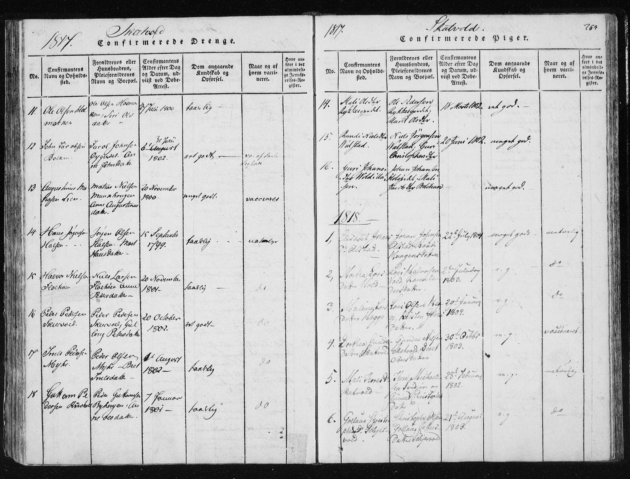 Ministerialprotokoller, klokkerbøker og fødselsregistre - Nord-Trøndelag, SAT/A-1458/709/L0061: Parish register (official) no. 709A08 /2, 1815-1819, p. 263