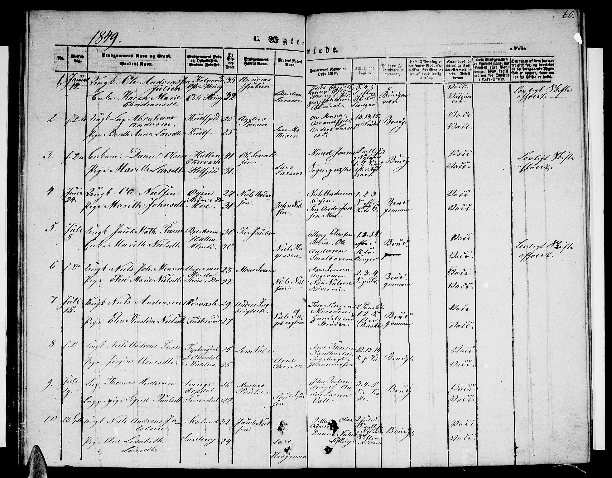 Ministerialprotokoller, klokkerbøker og fødselsregistre - Nordland, SAT/A-1459/820/L0300: Parish register (copy) no. 820C02, 1846-1850, p. 60